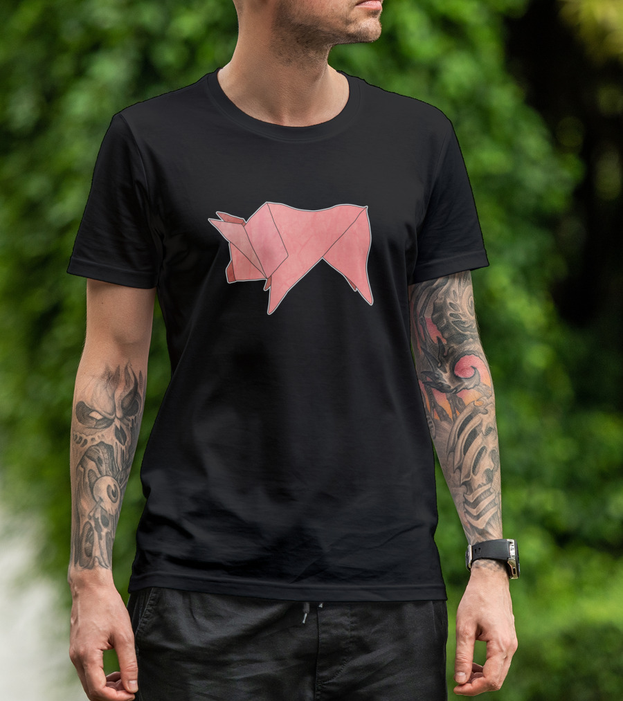 Origami Pig Minimalistic Geometric Folded Animal T-Shirt