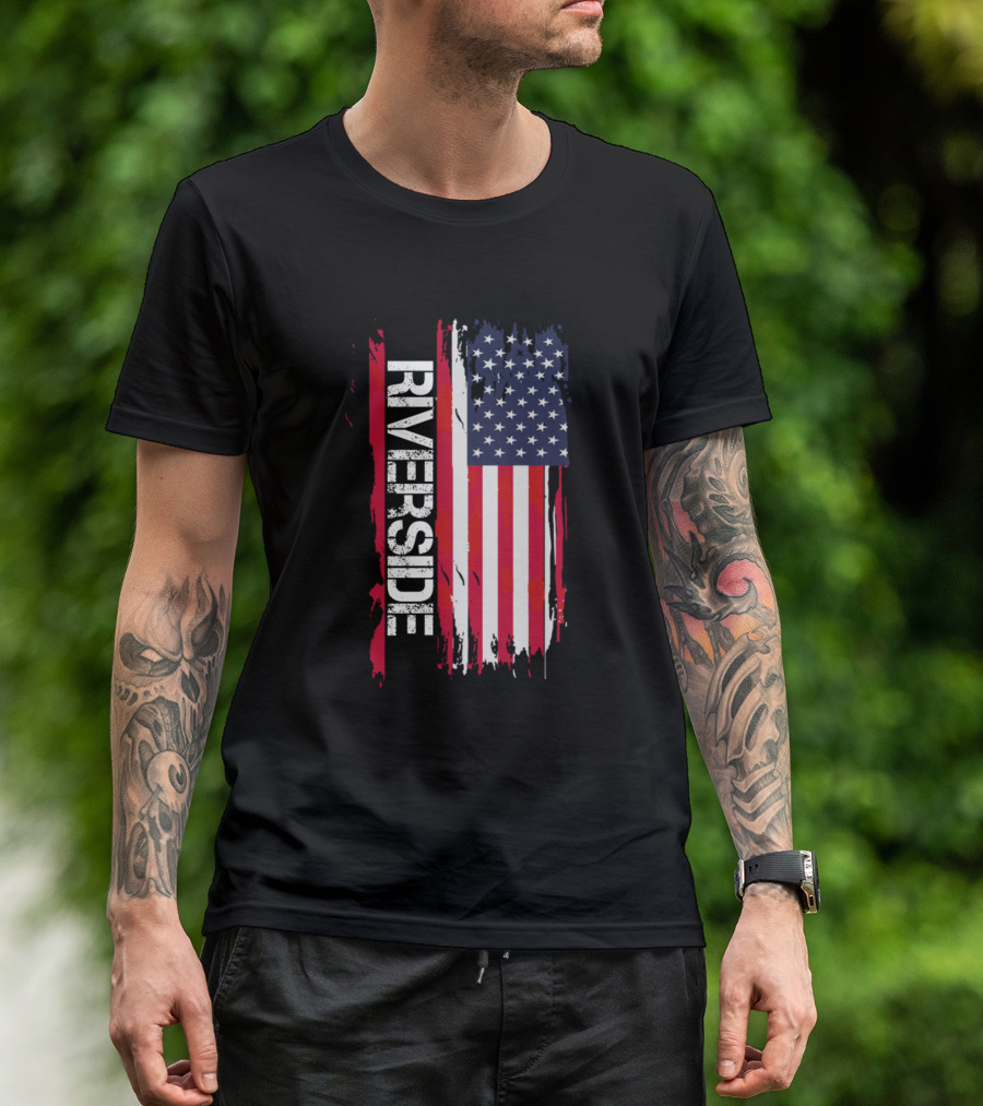 Riverside USA Flag Vintage Font T-Shirt