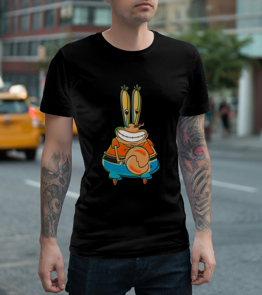Spongebob Mr Krabs Cartoon Character with Orange and Blue T-Shirt