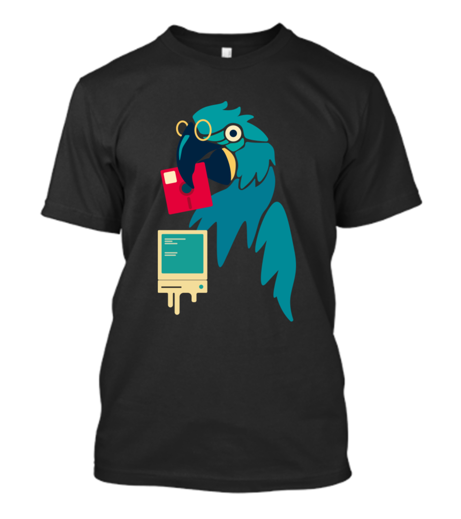Summer Macaw Retro Computer Floppy Disk T-Shirt