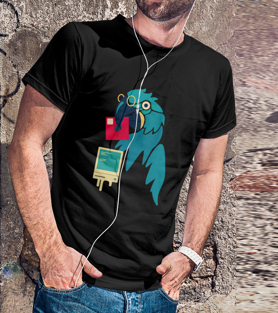 Summer Macaw Retro Computer Floppy Disk T-Shirt