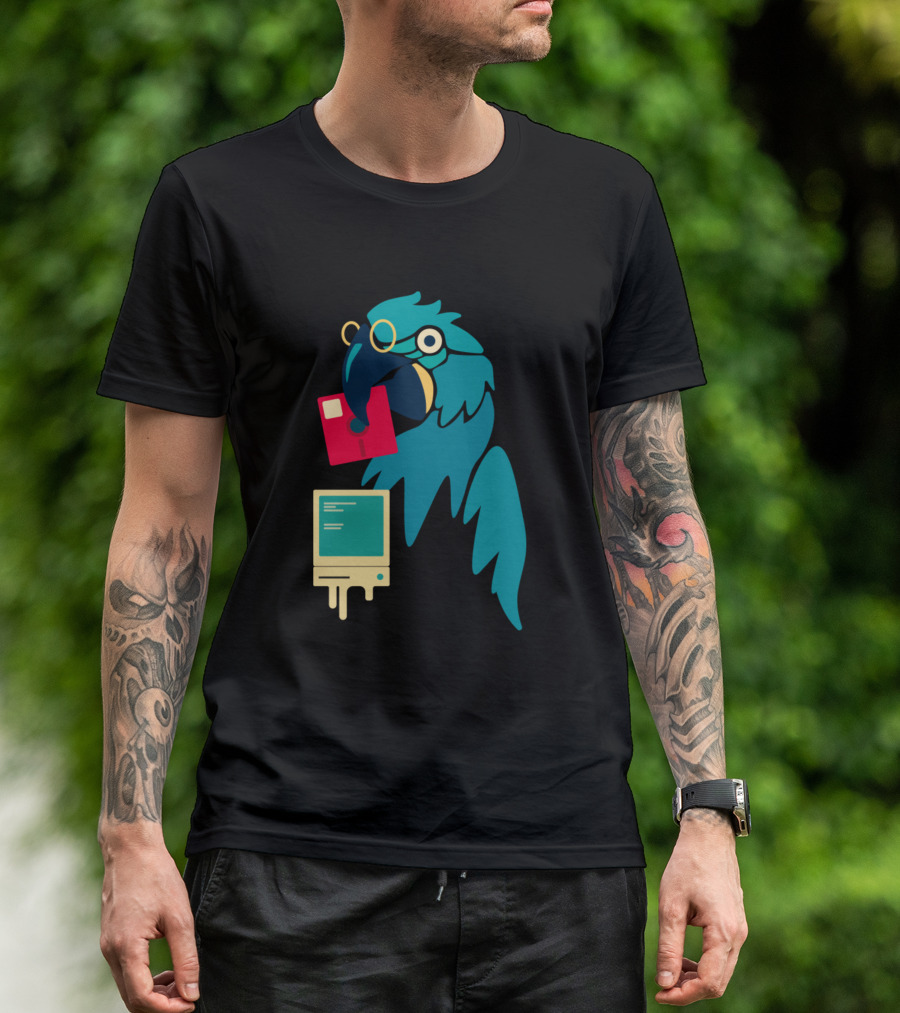 Summer Macaw Retro Computer Floppy Disk T-Shirt