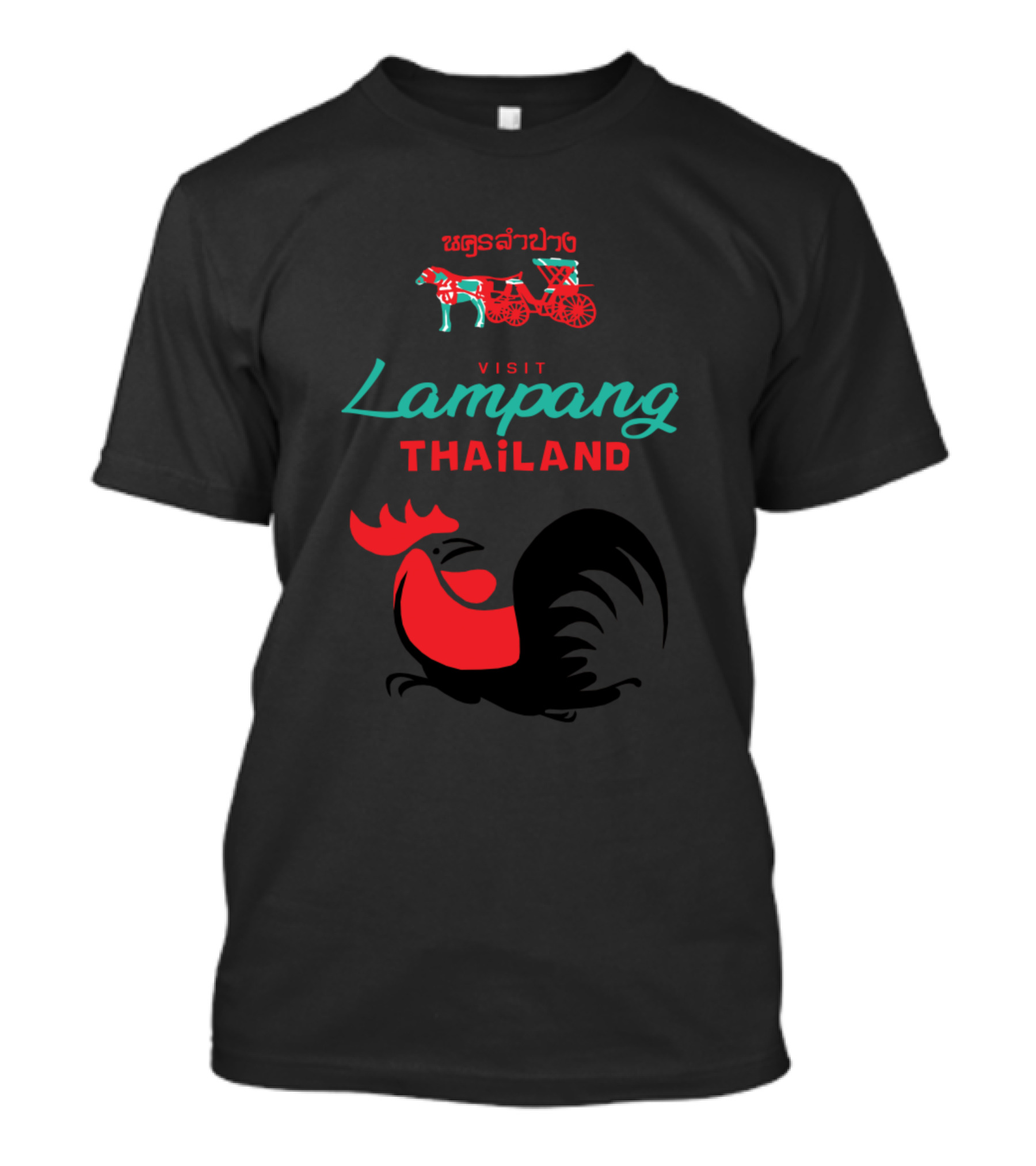 Visit Lampang Thailand Rooster Cart T-Shirt