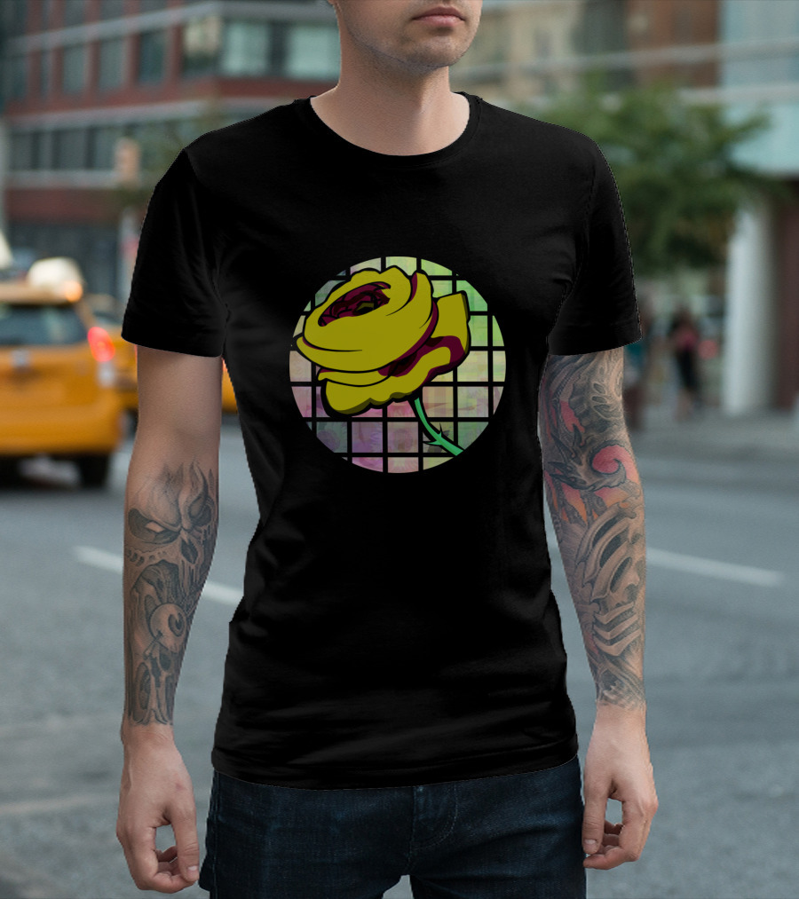 Yellow Rose Stained Glass Mosaic T-Shirt