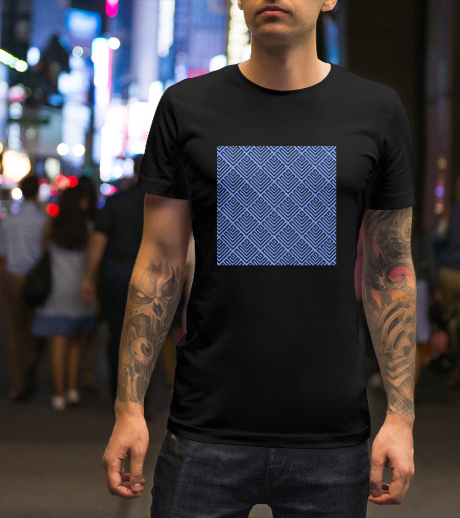 Blue Geometric Pattern Tile Repeating Symmetry T-Shirt
