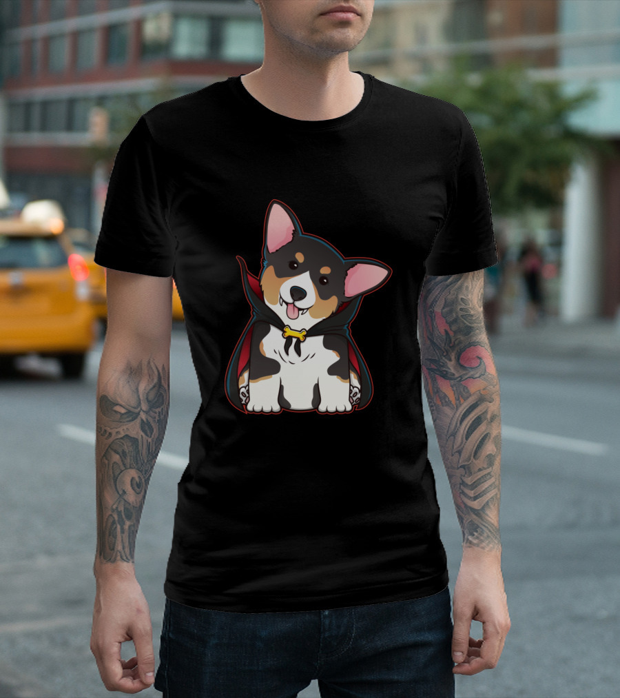 Dracorgi Vampire Cape Cute Corgi Dog Halloween T-Shirt