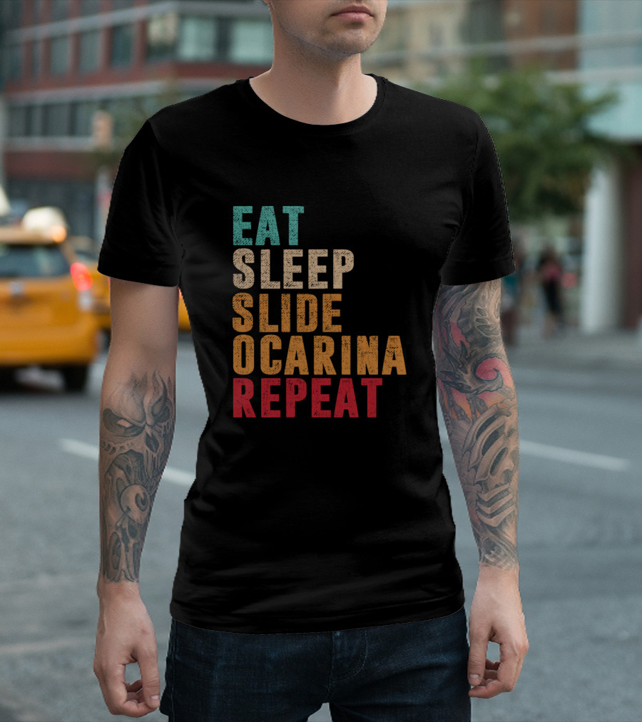 Eat Sleep Slide Ocarina Repeat Retro Gaming T-Shirt