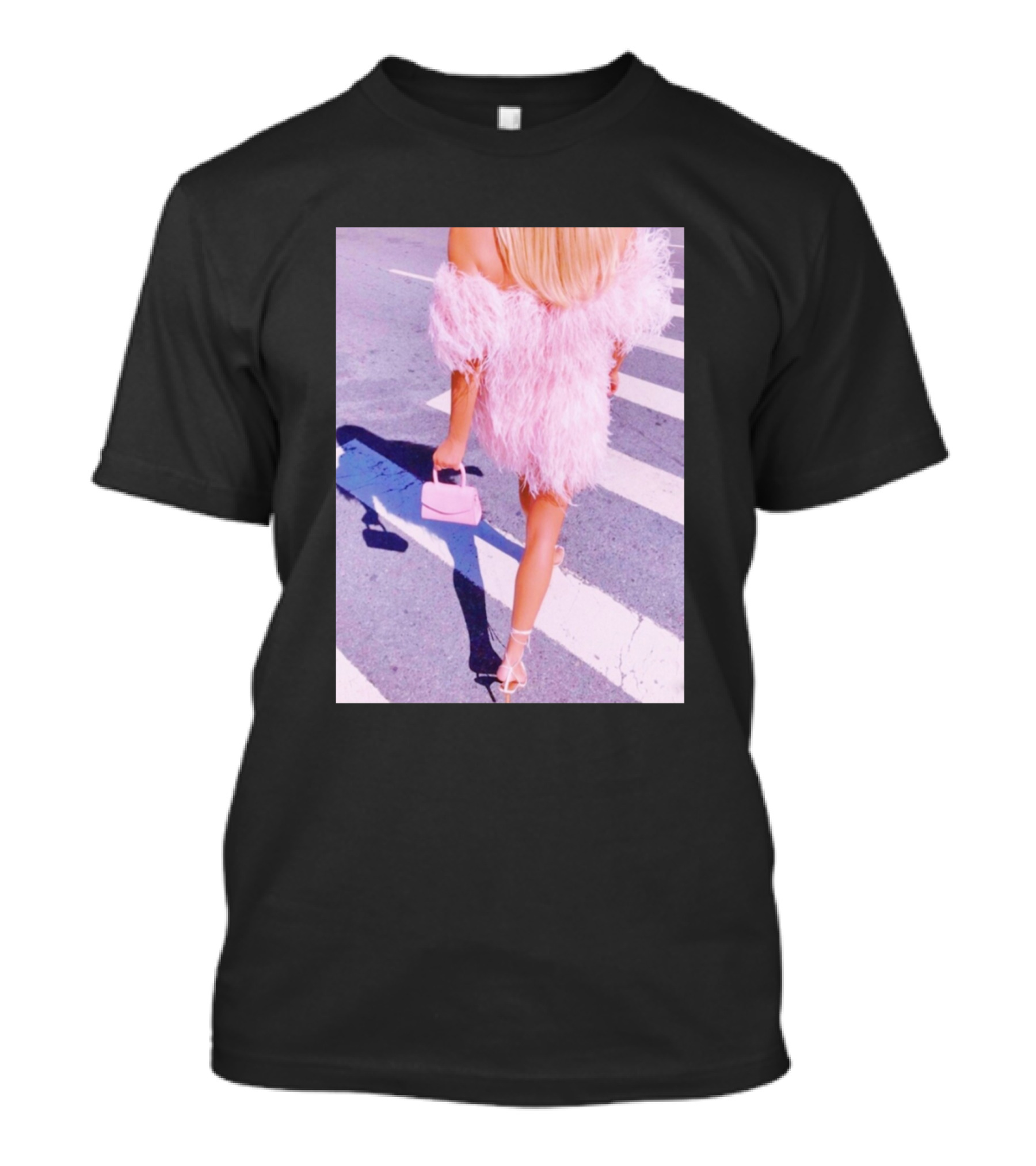 Fashioncollage Pink Feather Dress Crosswalk T-Shirt
