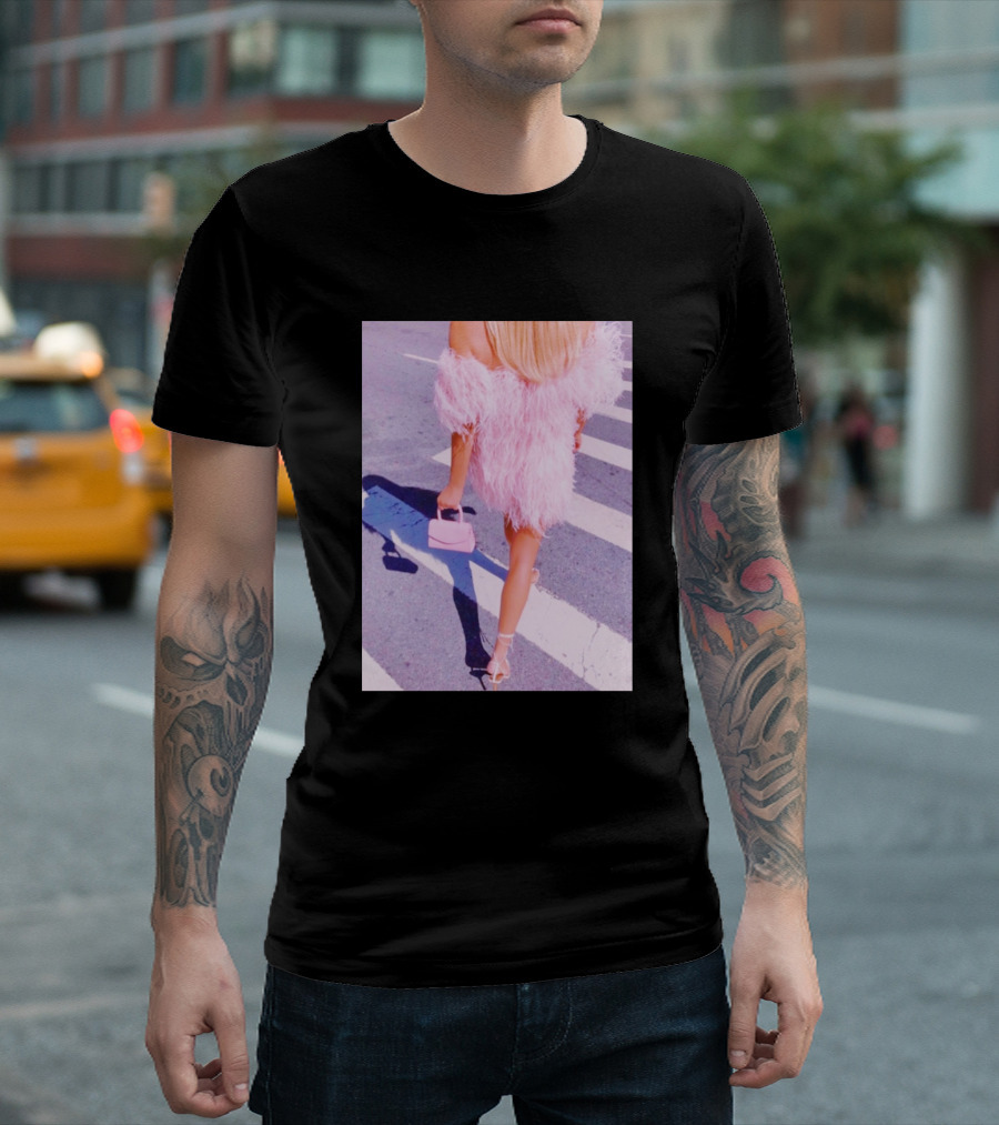 Fashioncollage Pink Feather Dress Crosswalk T-Shirt