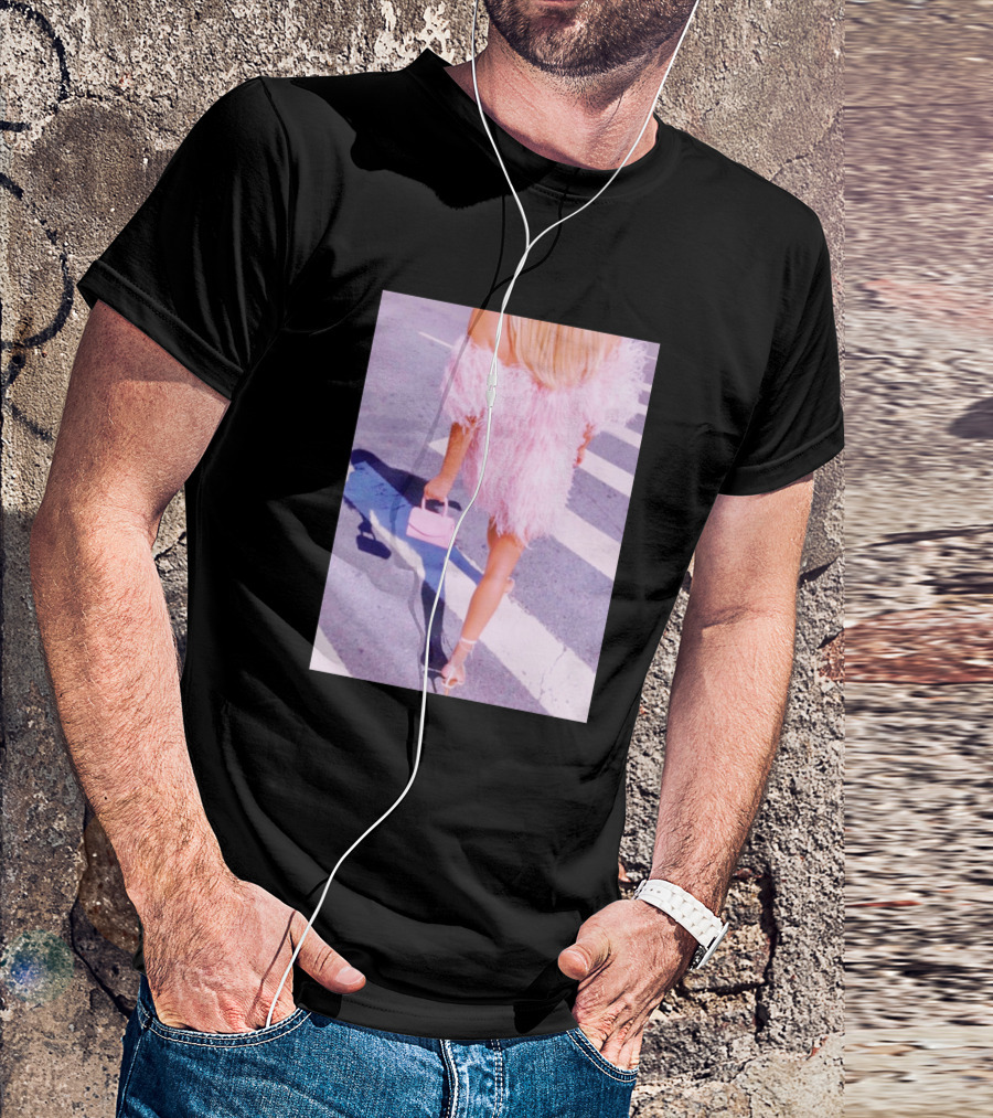 Fashioncollage Pink Feather Dress Crosswalk T-Shirt