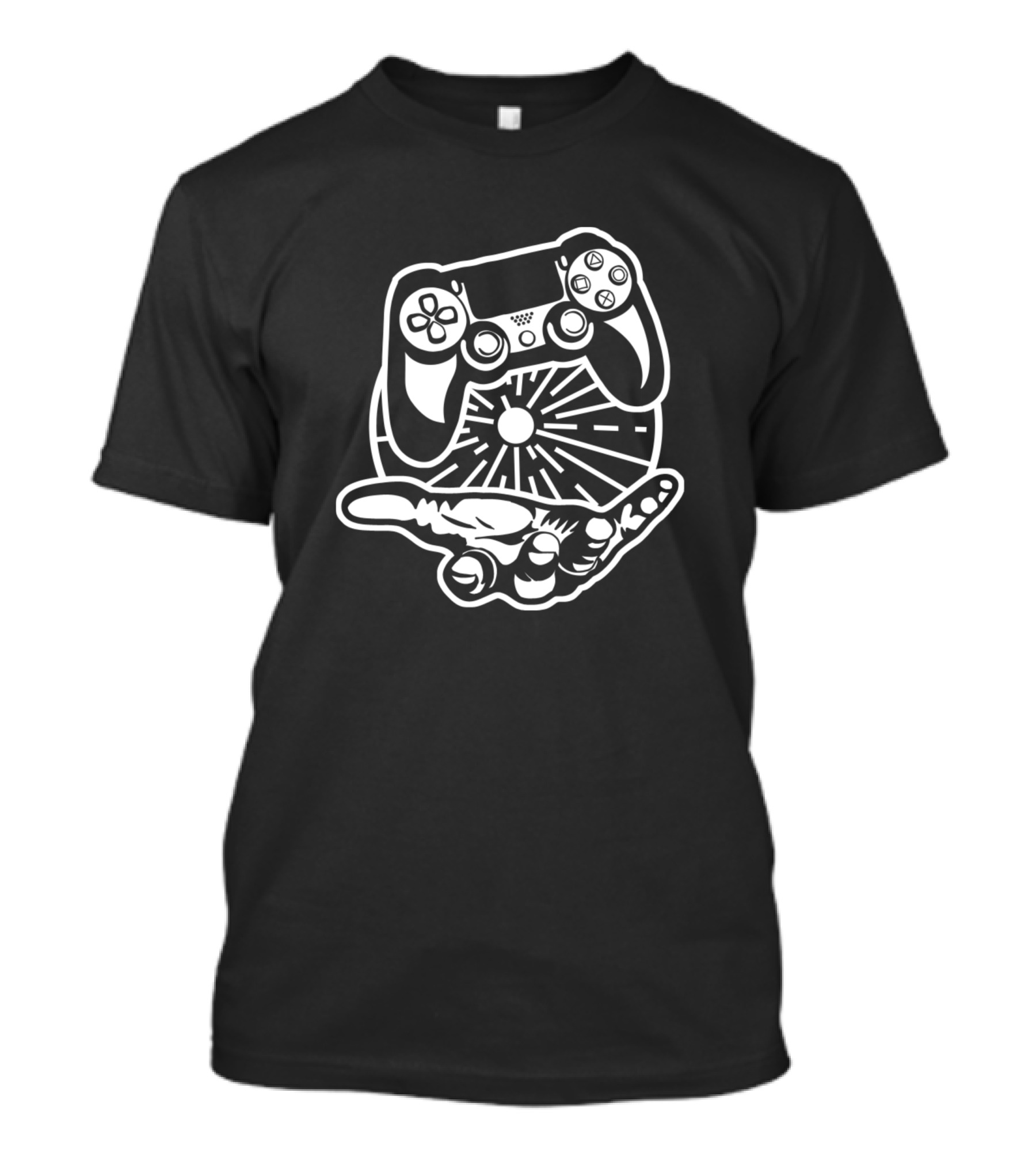 PlayStation Controller Floating Above Hand With Sunburst T-Shirt