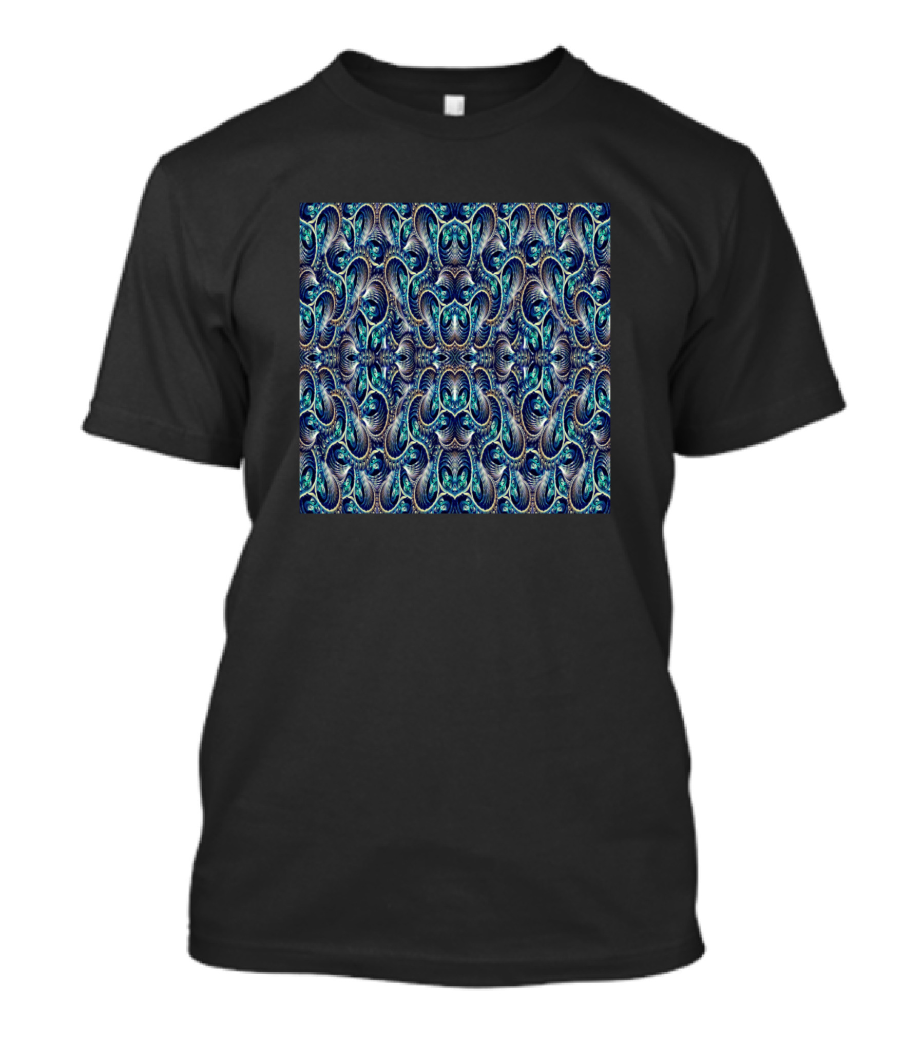 Geometric Fractal Pattern Blue And Green T-Shirt
