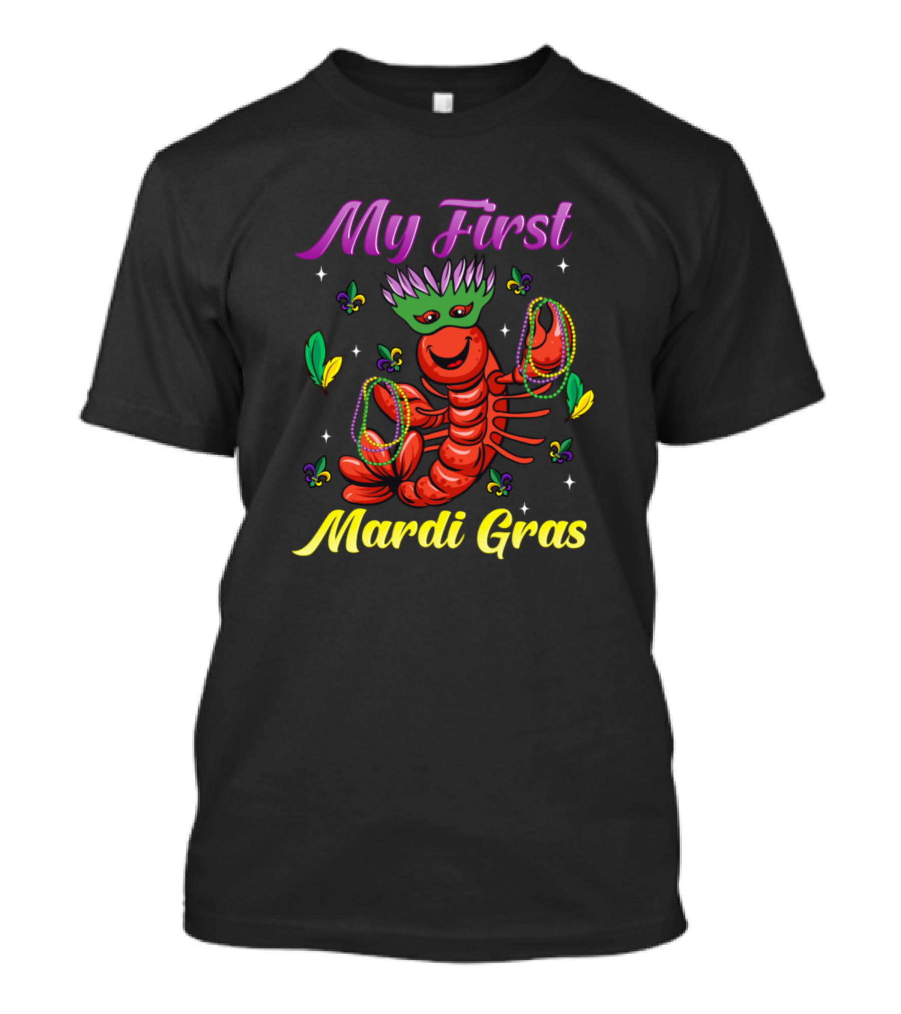 My First Mardi Gras Crawfish Beads And Fleur-de-Lis T-Shirt