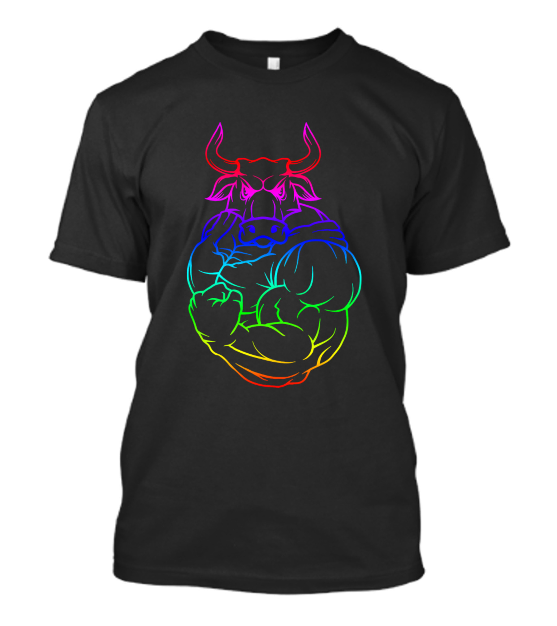 Muscle Bull 3D Rainbow Colors T-Shirt