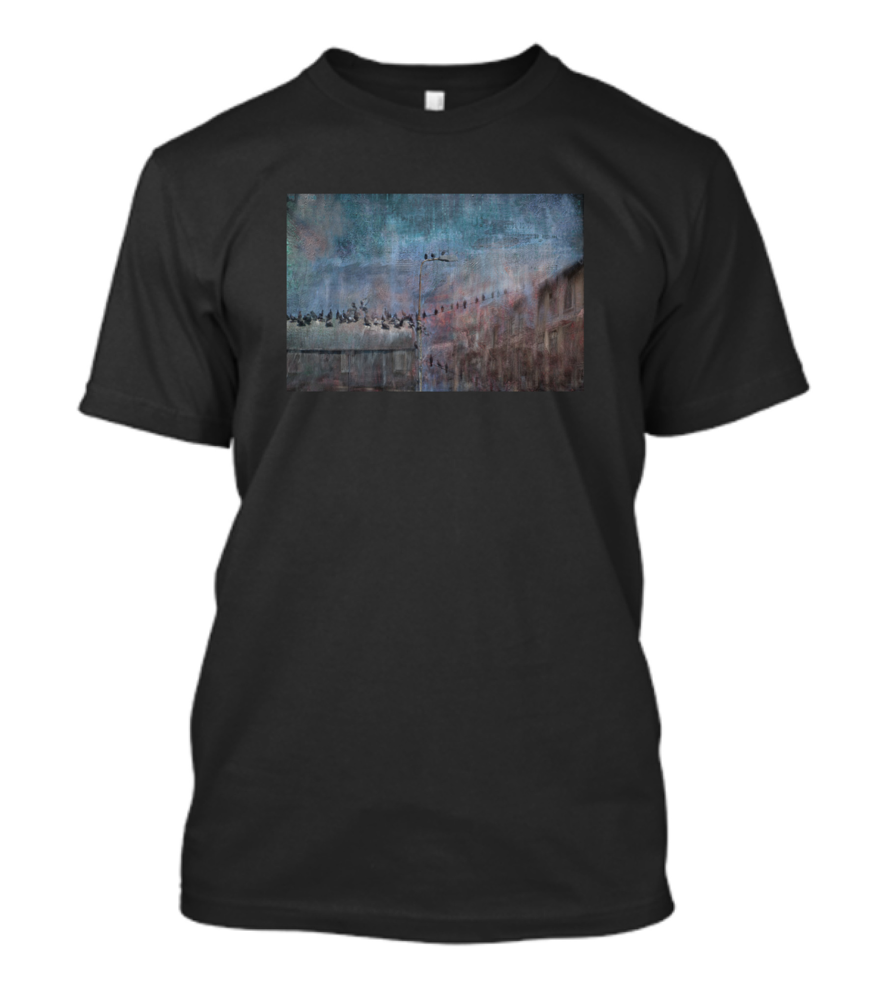 Pigeons On A Wire Urban Street Scene T-Shirt