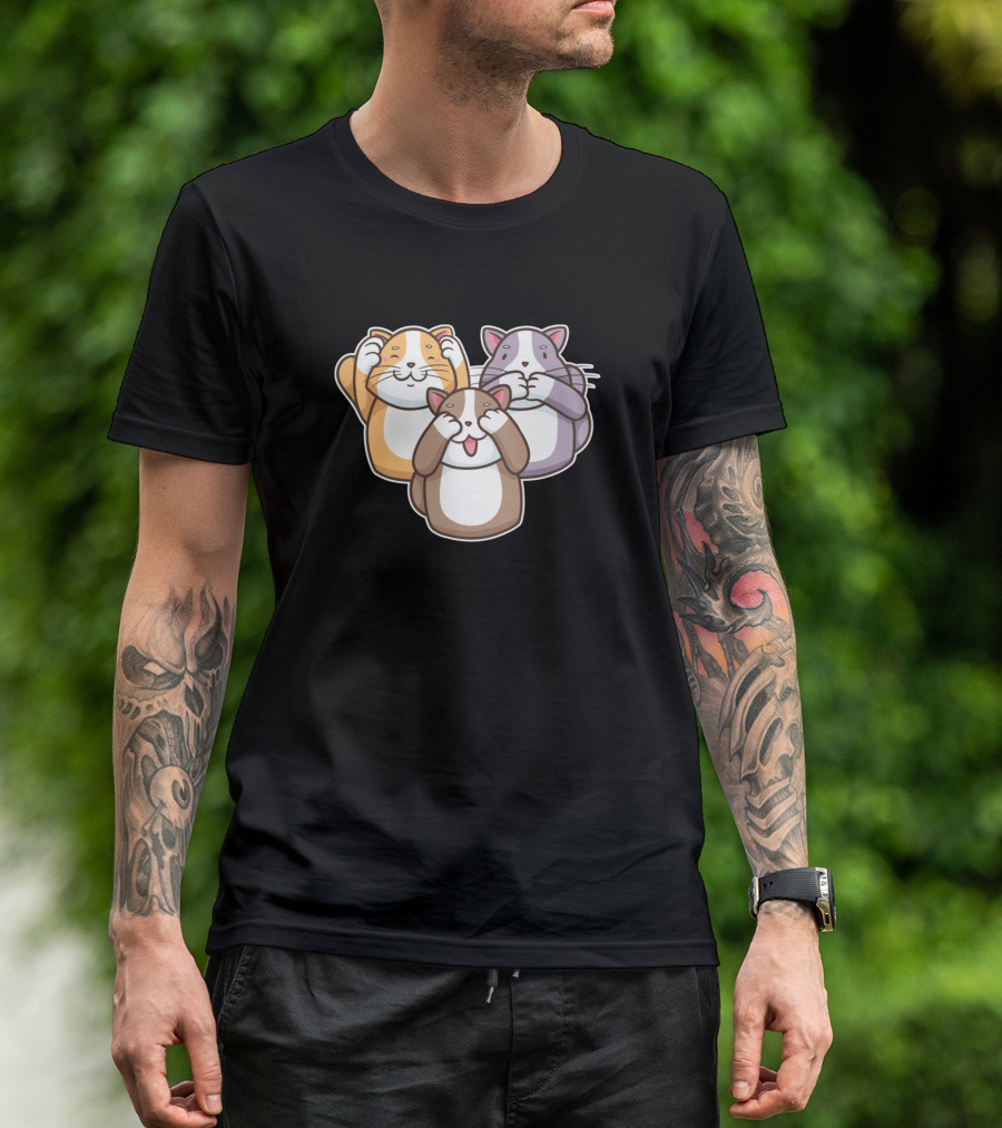 Three Wise Cats See No Evil Hear No Evil Speak No Evil T-Shirt