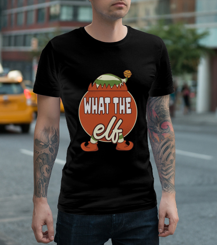 What The Elf Family Christmas Group Funny Holiday Pajama Elf Hat and Shoes T-Shirt