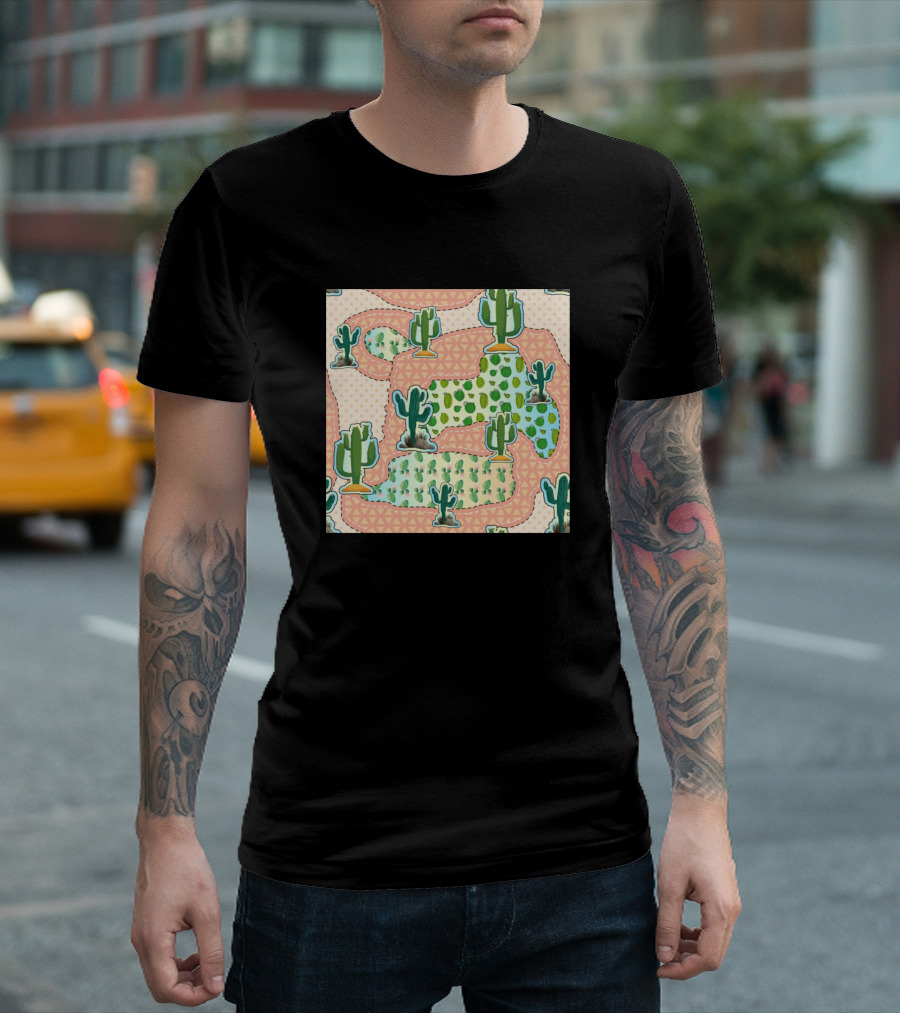 Cactus Triangle Shapes Polka Dots T-Shirt