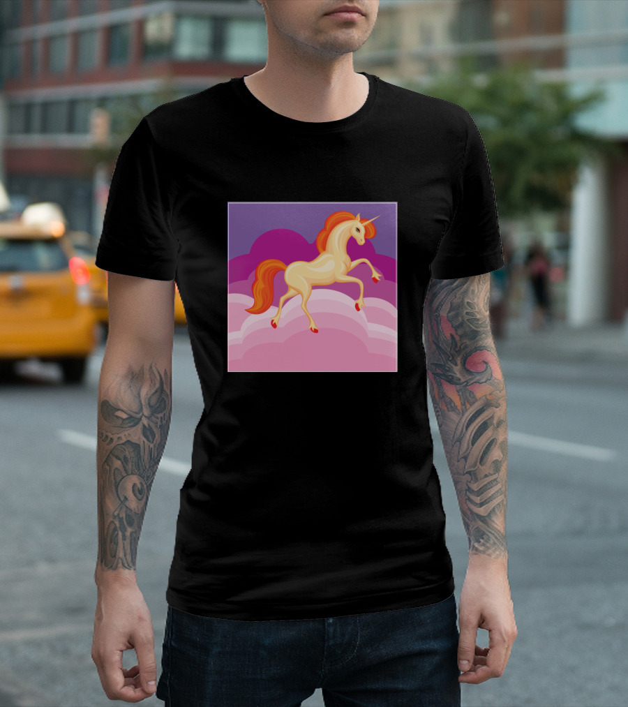 Christmas Magical Unicorn In Colorful Cloudscape T-Shirt