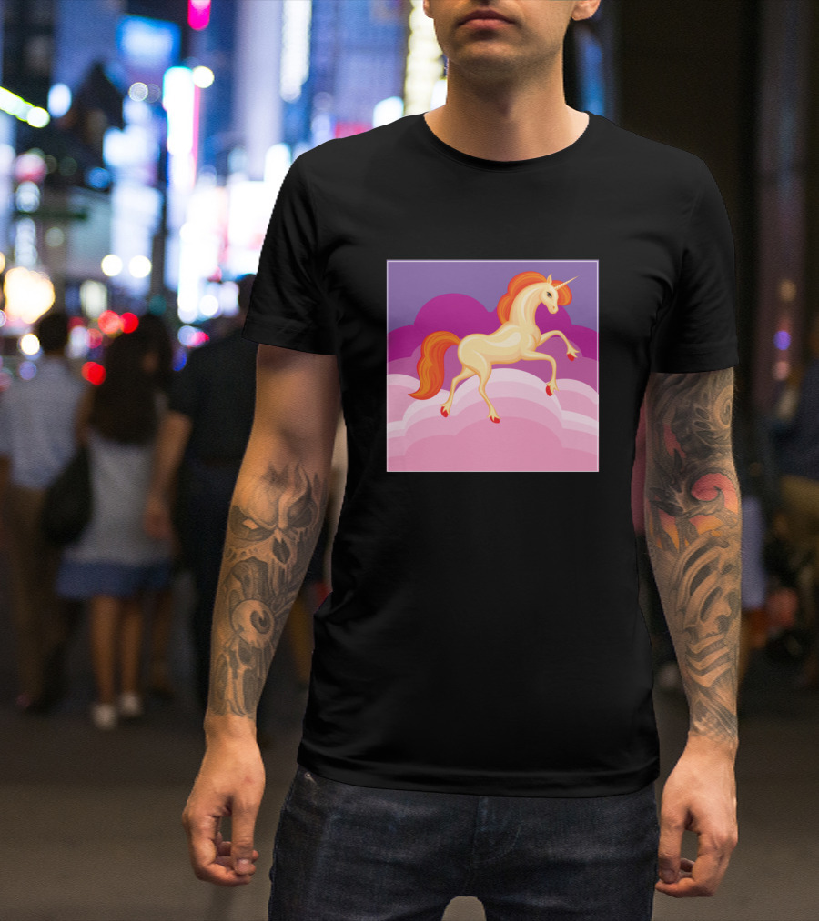 Christmas Magical Unicorn In Colorful Cloudscape T-Shirt