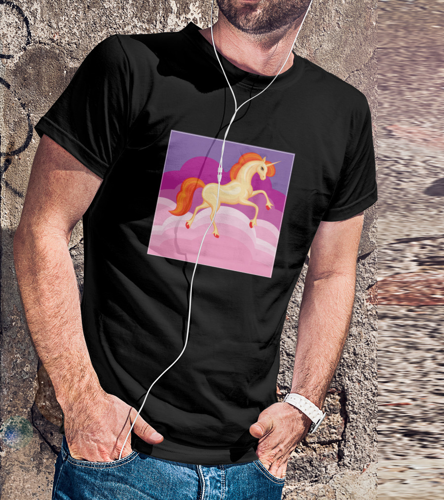 Christmas Magical Unicorn In Colorful Cloudscape T-Shirt
