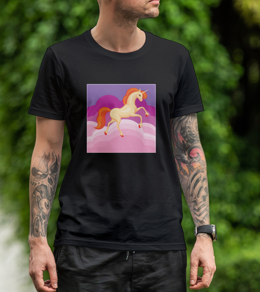 Christmas Magical Unicorn In Colorful Cloudscape T-Shirt