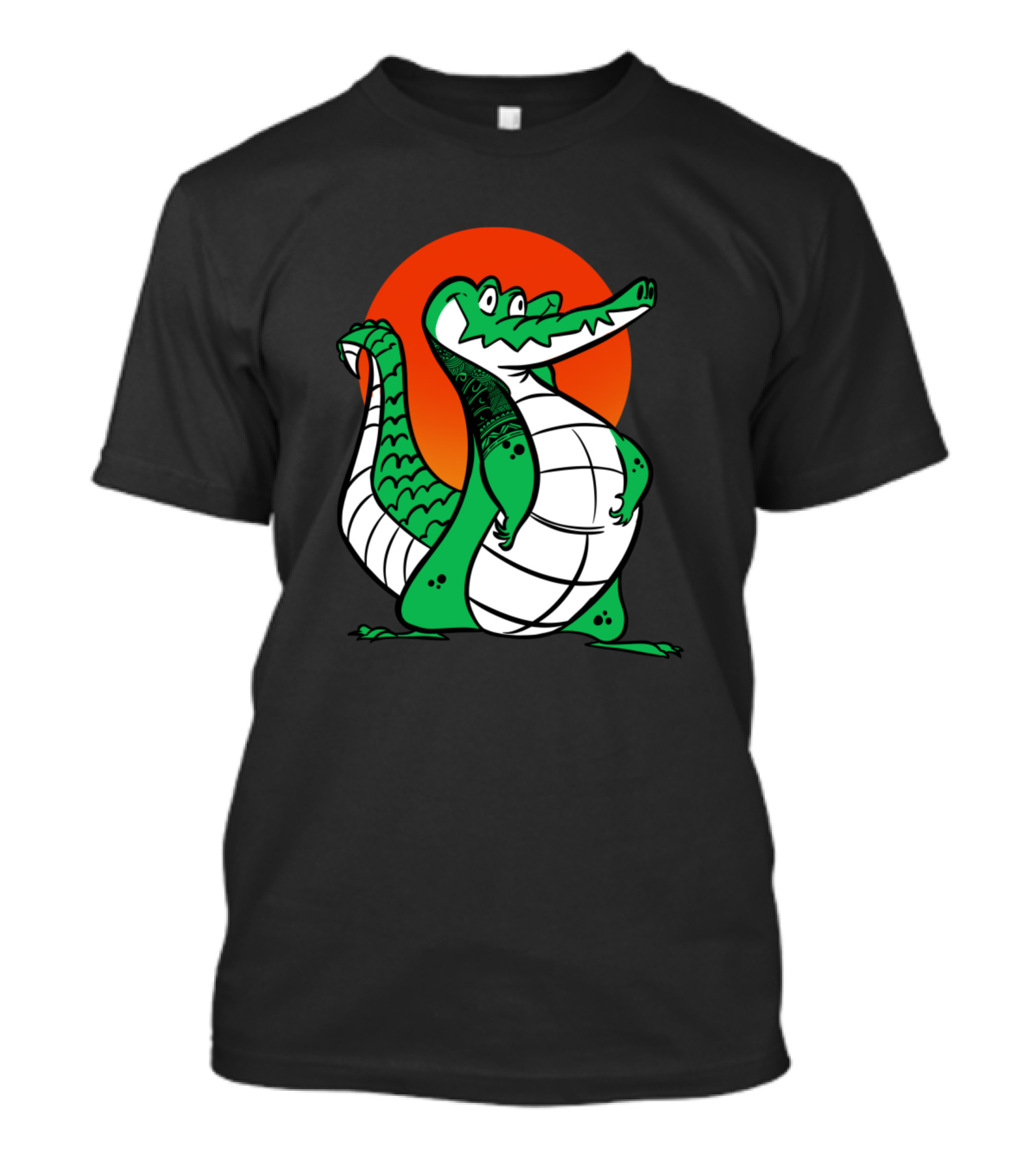 Crocodiles Maoli Retro Cartoon Bold Sunburst T-Shirt