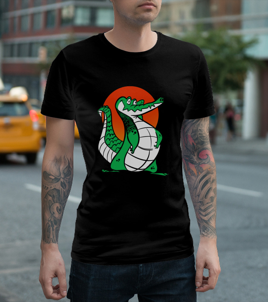 Crocodiles Maoli Retro Cartoon Bold Sunburst T-Shirt