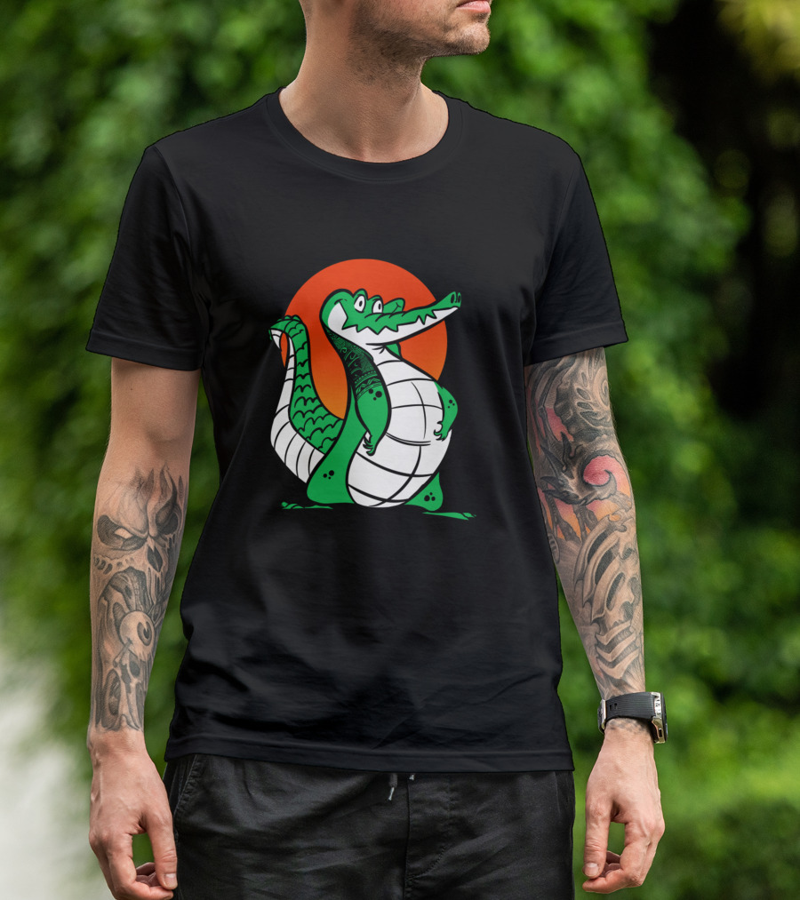 Crocodiles Maoli Retro Cartoon Bold Sunburst T-Shirt