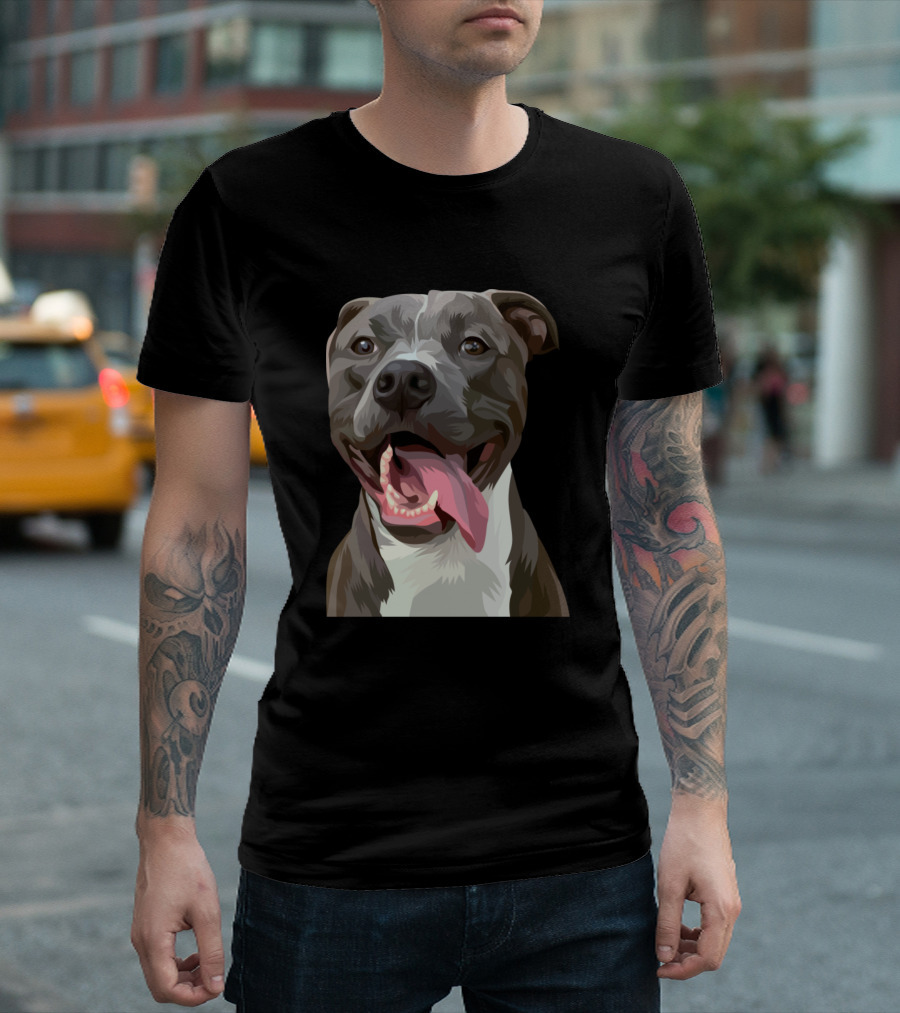 Happy Black Dog Head T-Shirt