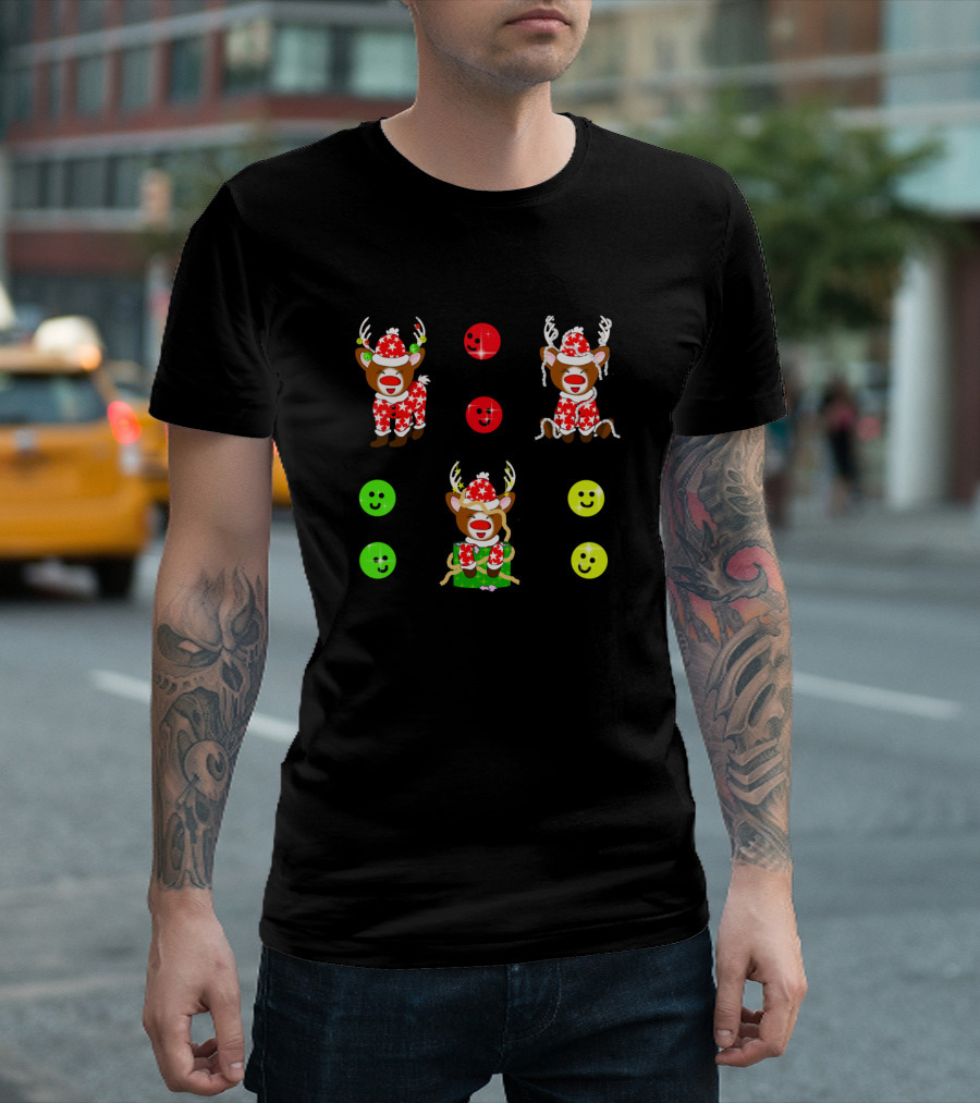 Kawaii Reindeer Christmas Sticker Pack Cute Emoji Faces T-Shirt