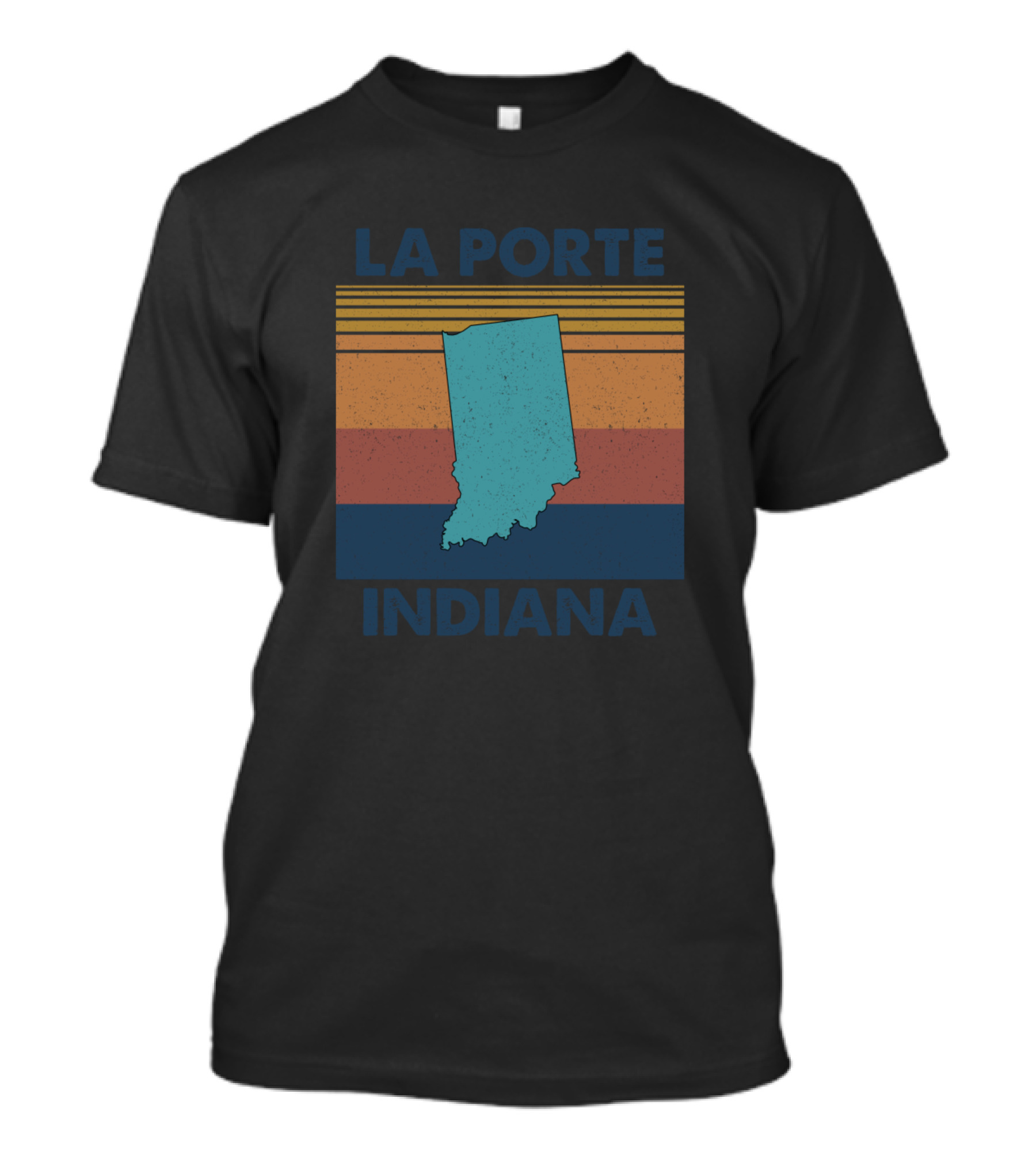 La Porte Indiana Retro Stripes State Map T-Shirt