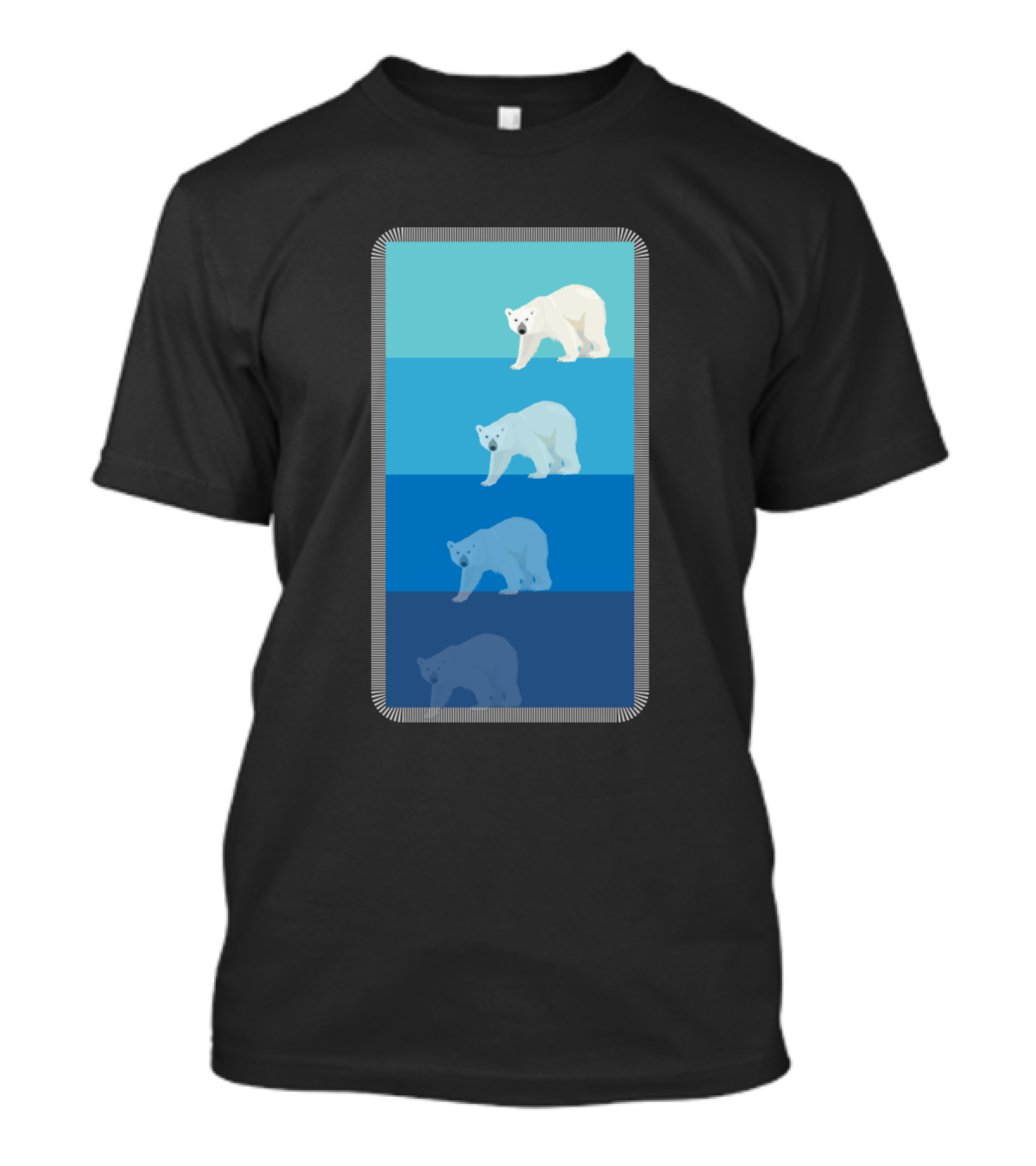 Polar Bears Gradient Blue Tones T-Shirt