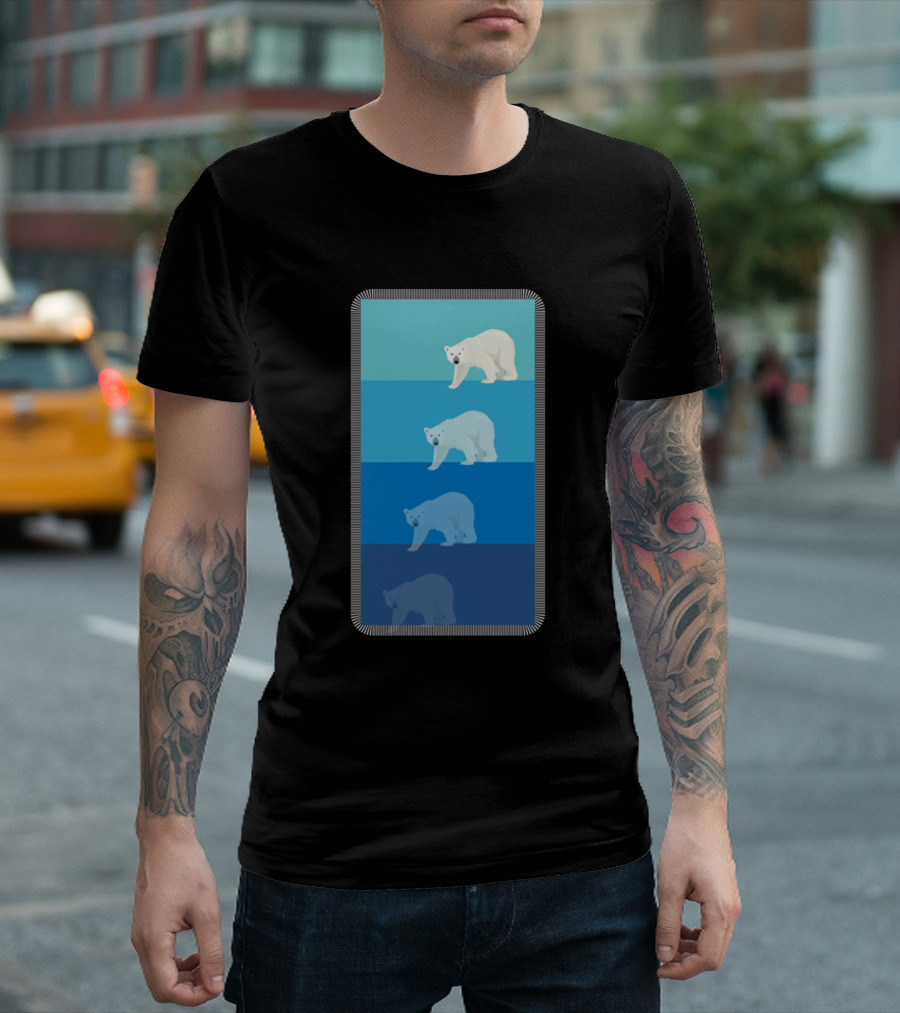 Polar Bears Gradient Blue Tones T-Shirt
