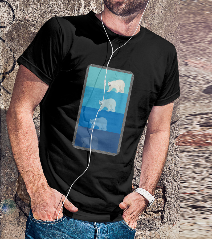 Polar Bears Gradient Blue Tones T-Shirt