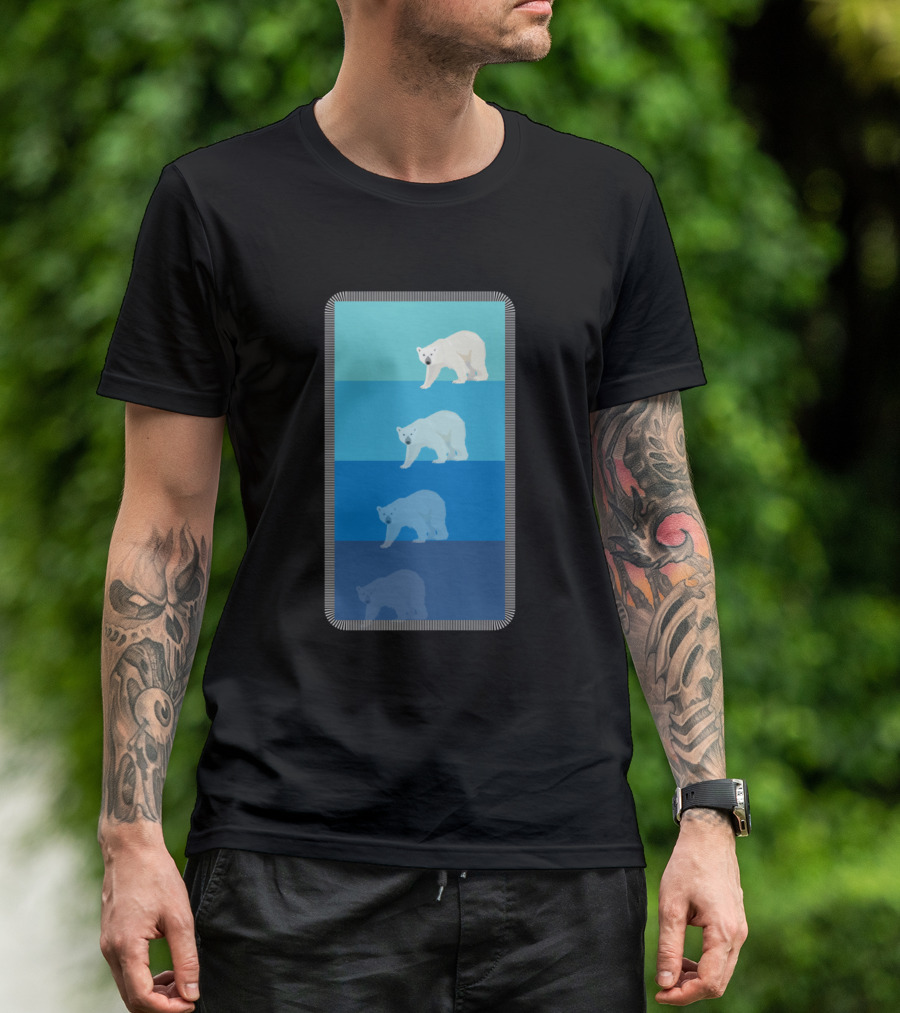 Polar Bears Gradient Blue Tones T-Shirt