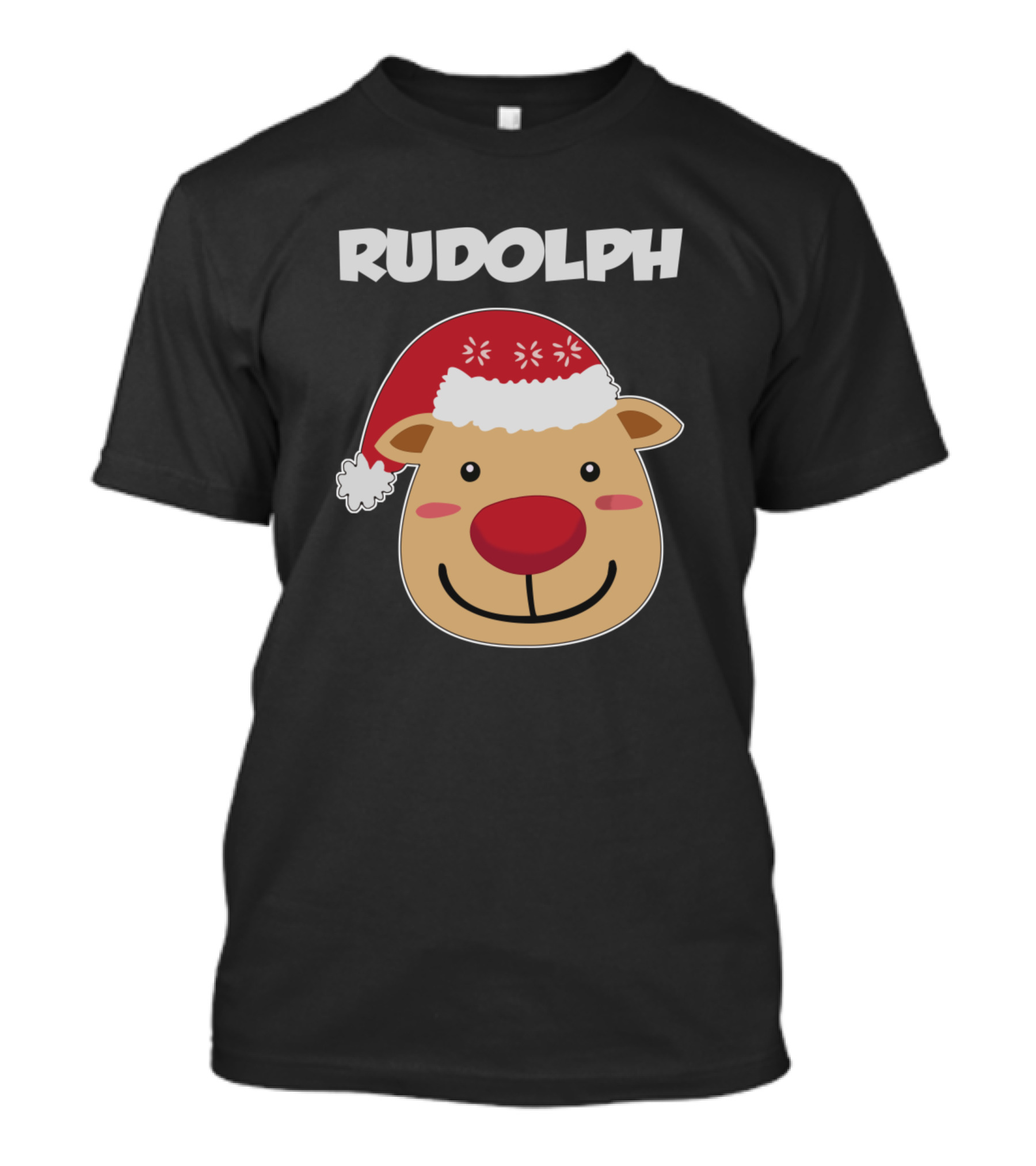 Rudolph Santa Hat Reindeer Face T-Shirt