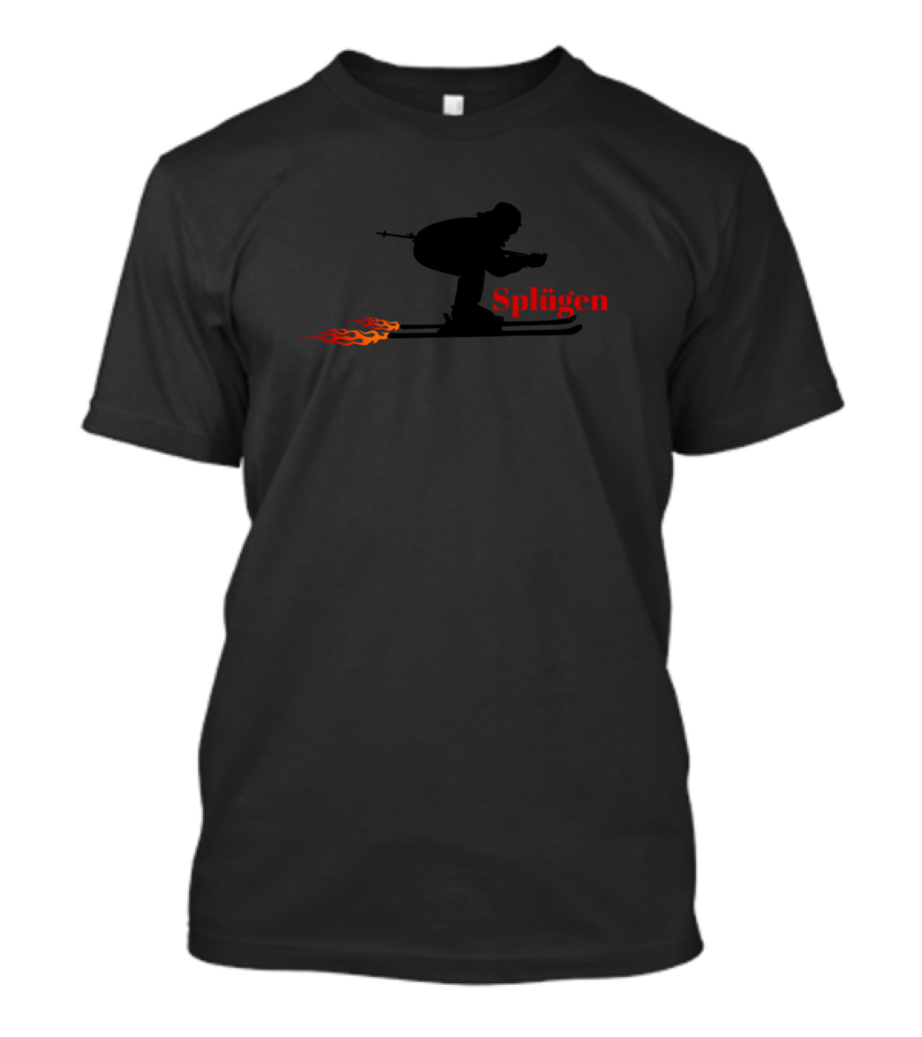 Splügen Skiing With Flames Switzerland T-Shirt