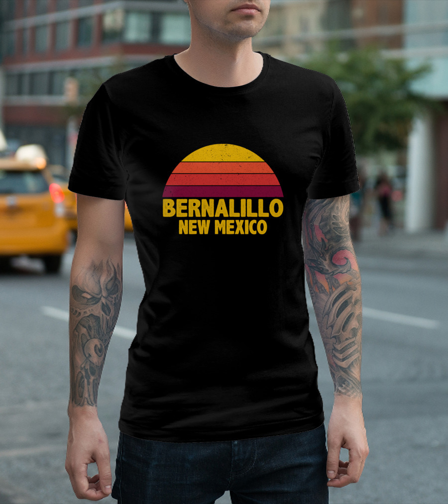 Vintage Bernalillo New Mexico Sunset Style Retro Stripes T-Shirt