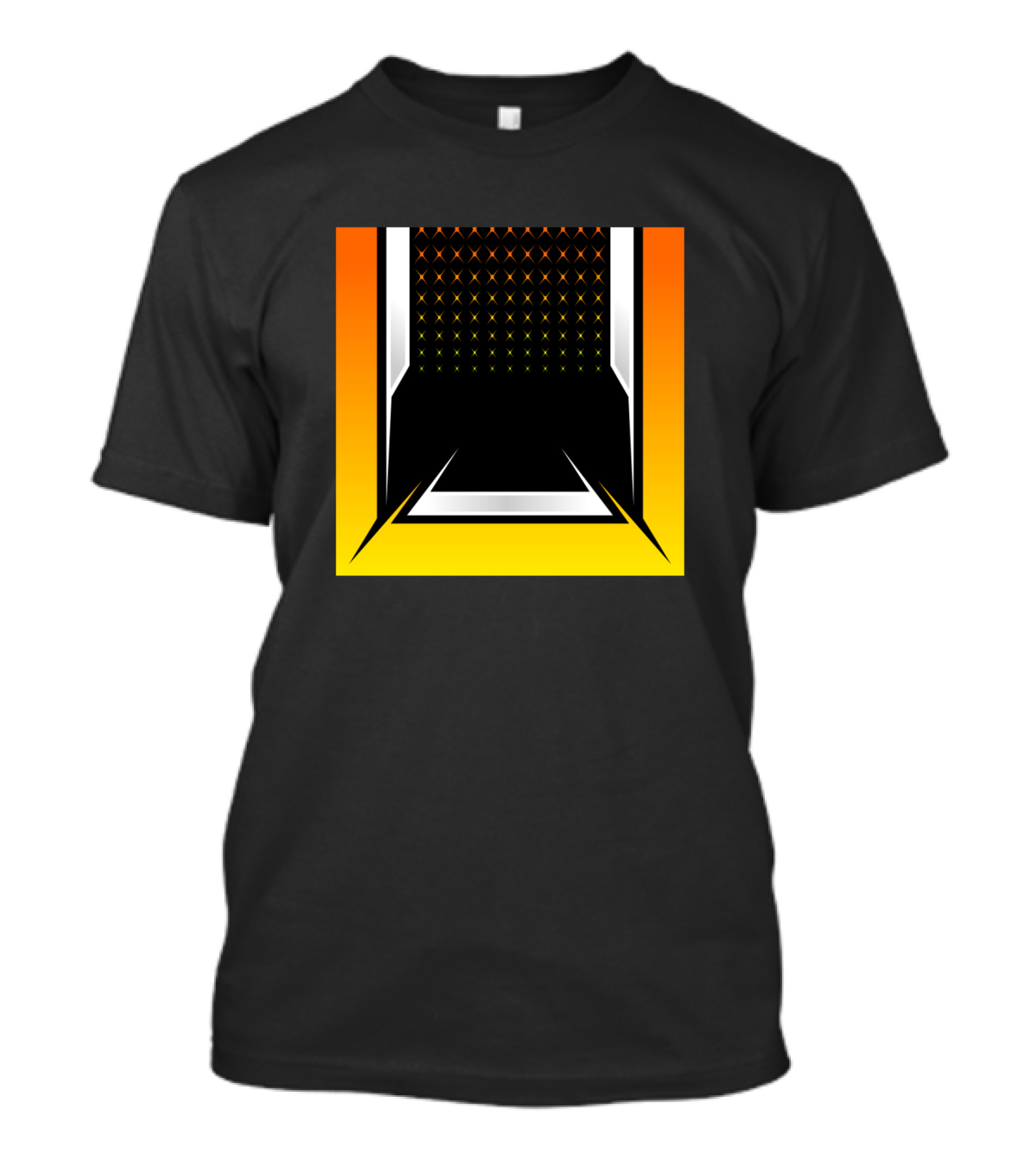 Abstact Gradient Black Yellow X Pattern Square T-Shirt