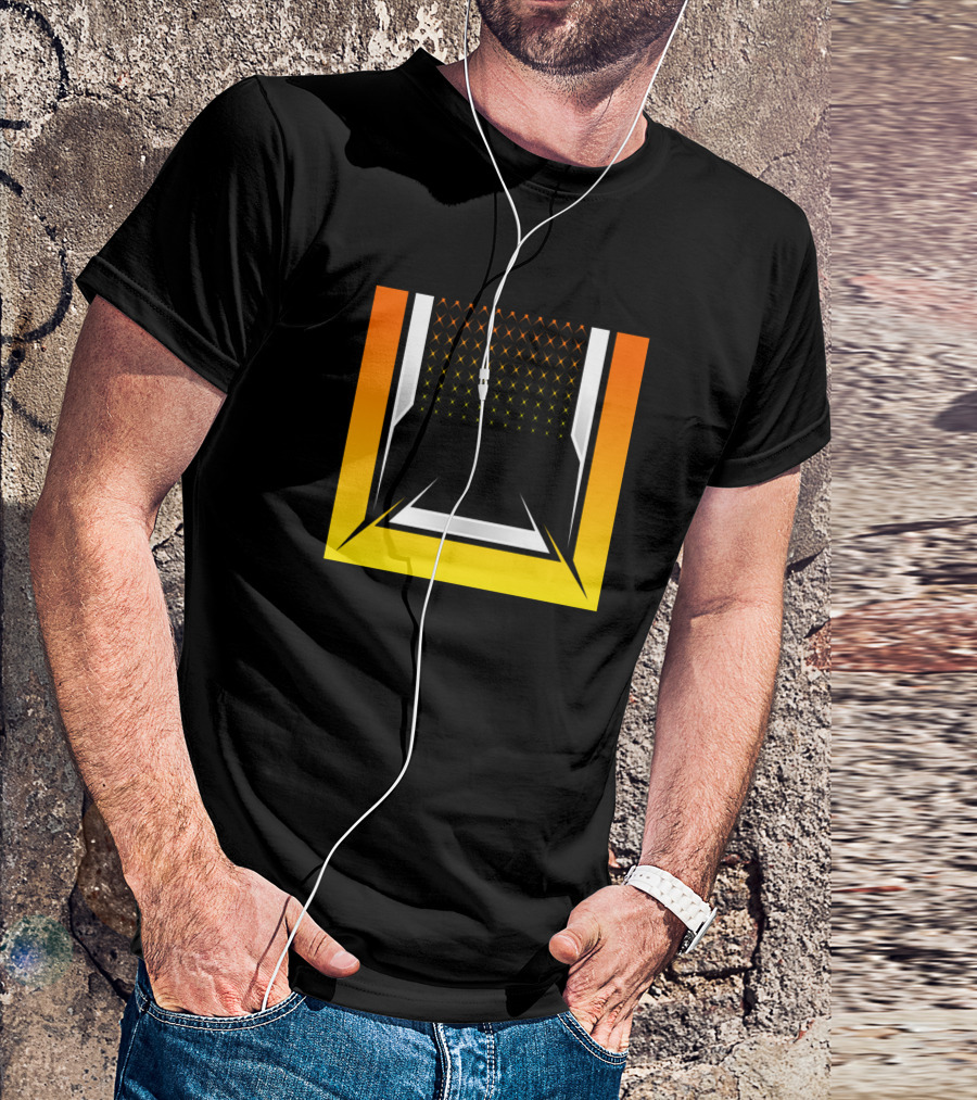 Abstact Gradient Black Yellow X Pattern Square T-Shirt