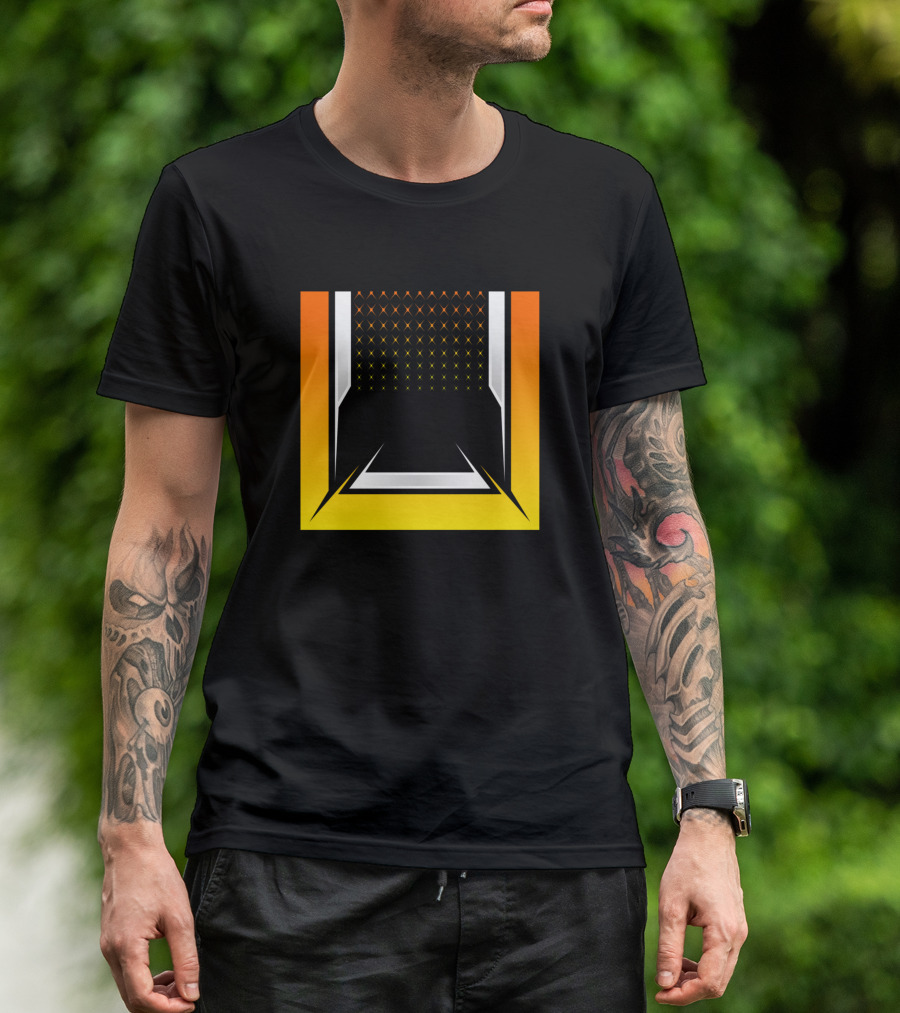 Abstact Gradient Black Yellow X Pattern Square T-Shirt