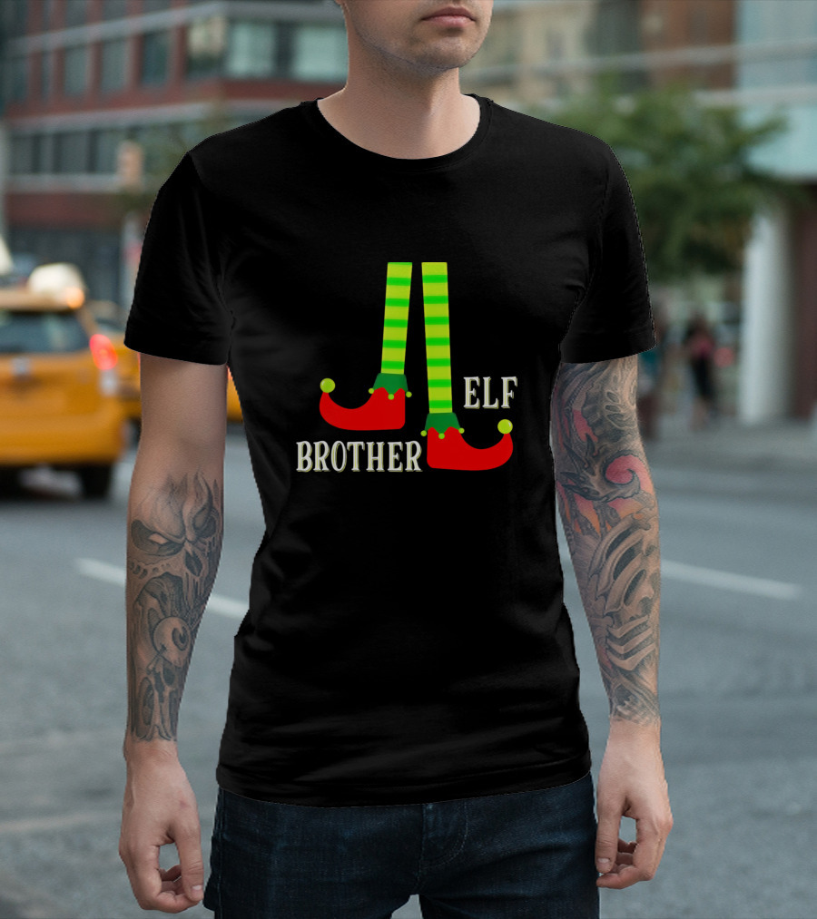 Brother Elf Cute Christmas Socks Striped Top T-Shirt