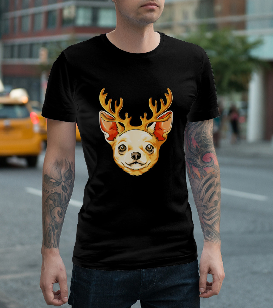 Christmas Chihuahua Reindeer Antlers T-Shirt