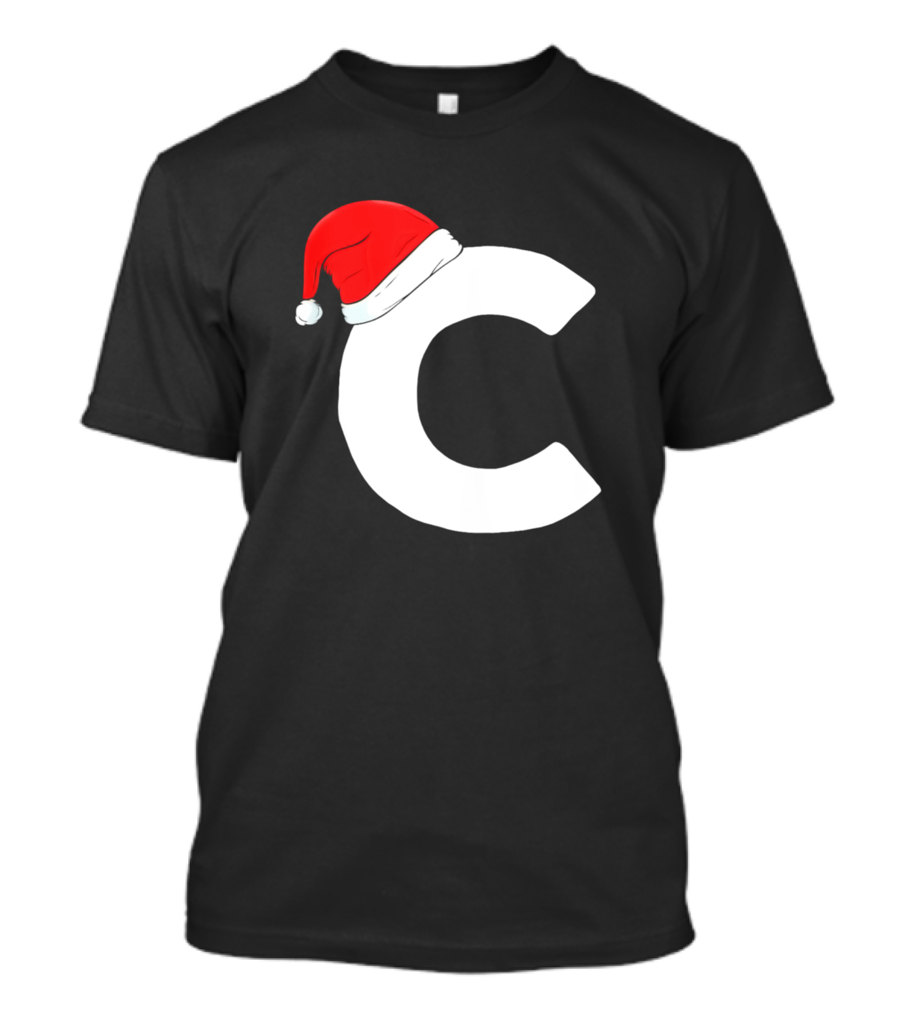 Christmas Initial C Santa Hat Birthday Celebration New T-Shirt