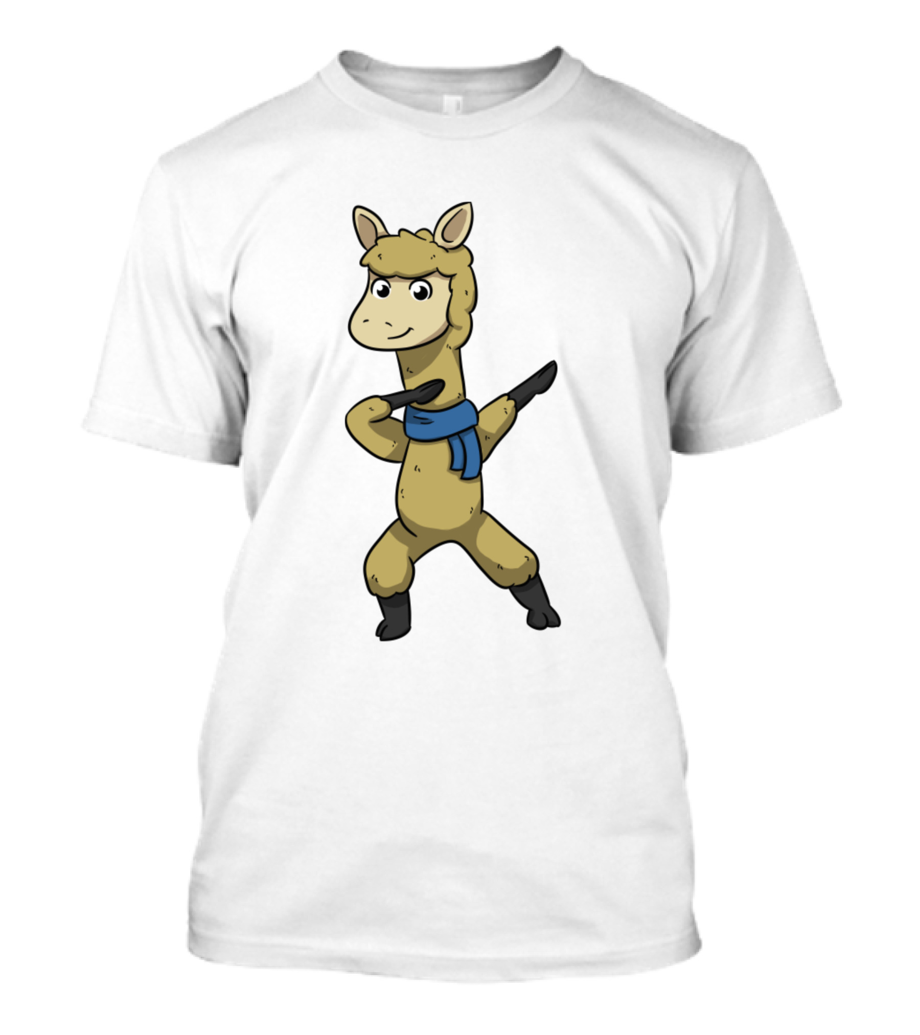 Dabbing Llama Cartoon With Blue Scarf T-Shirt