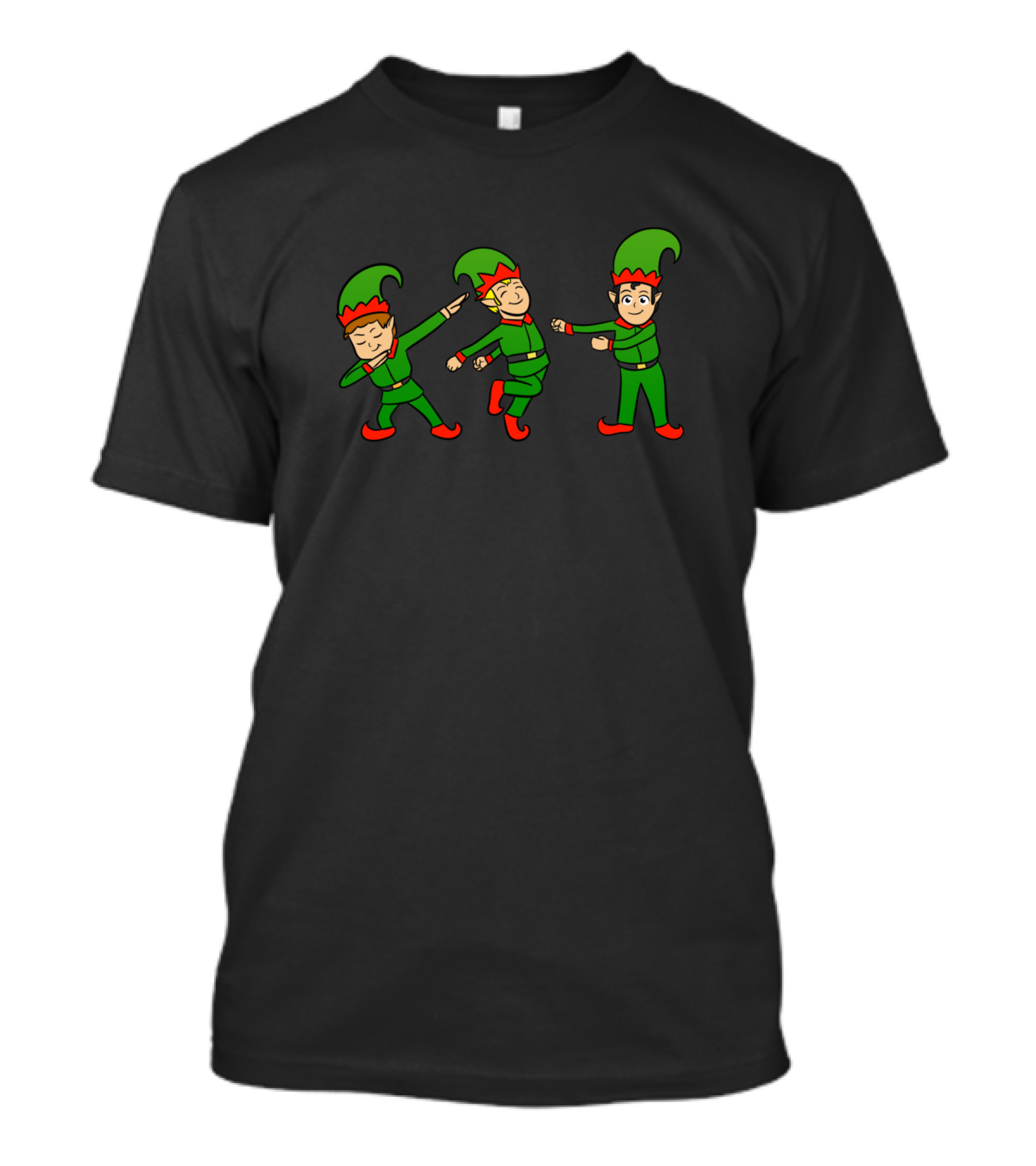 Dancing Festive Elves Trio In Playful Poses T-Shirt