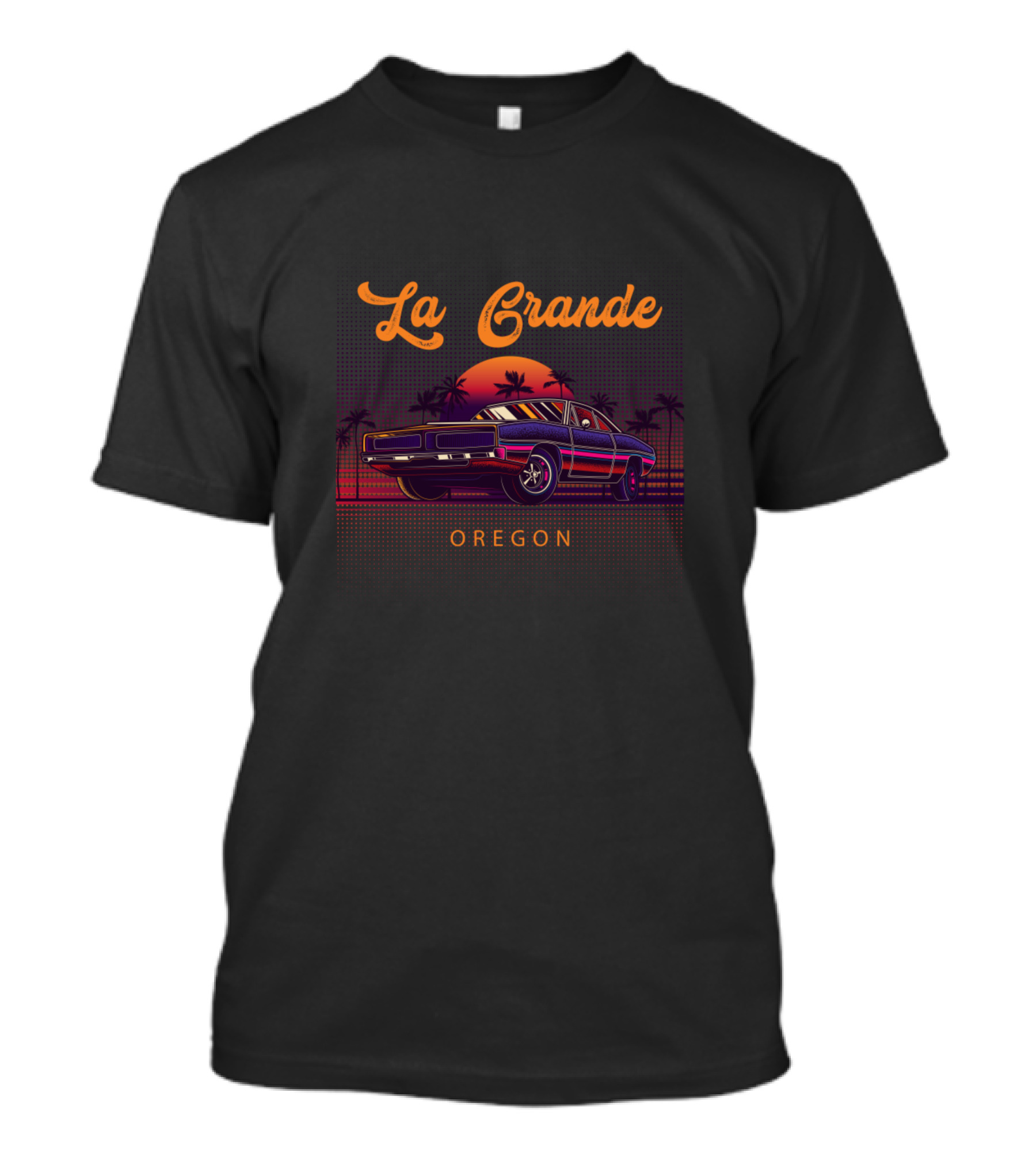 La Grande Oregon Vintage Muscle Cars Retro Sunset T-Shirt