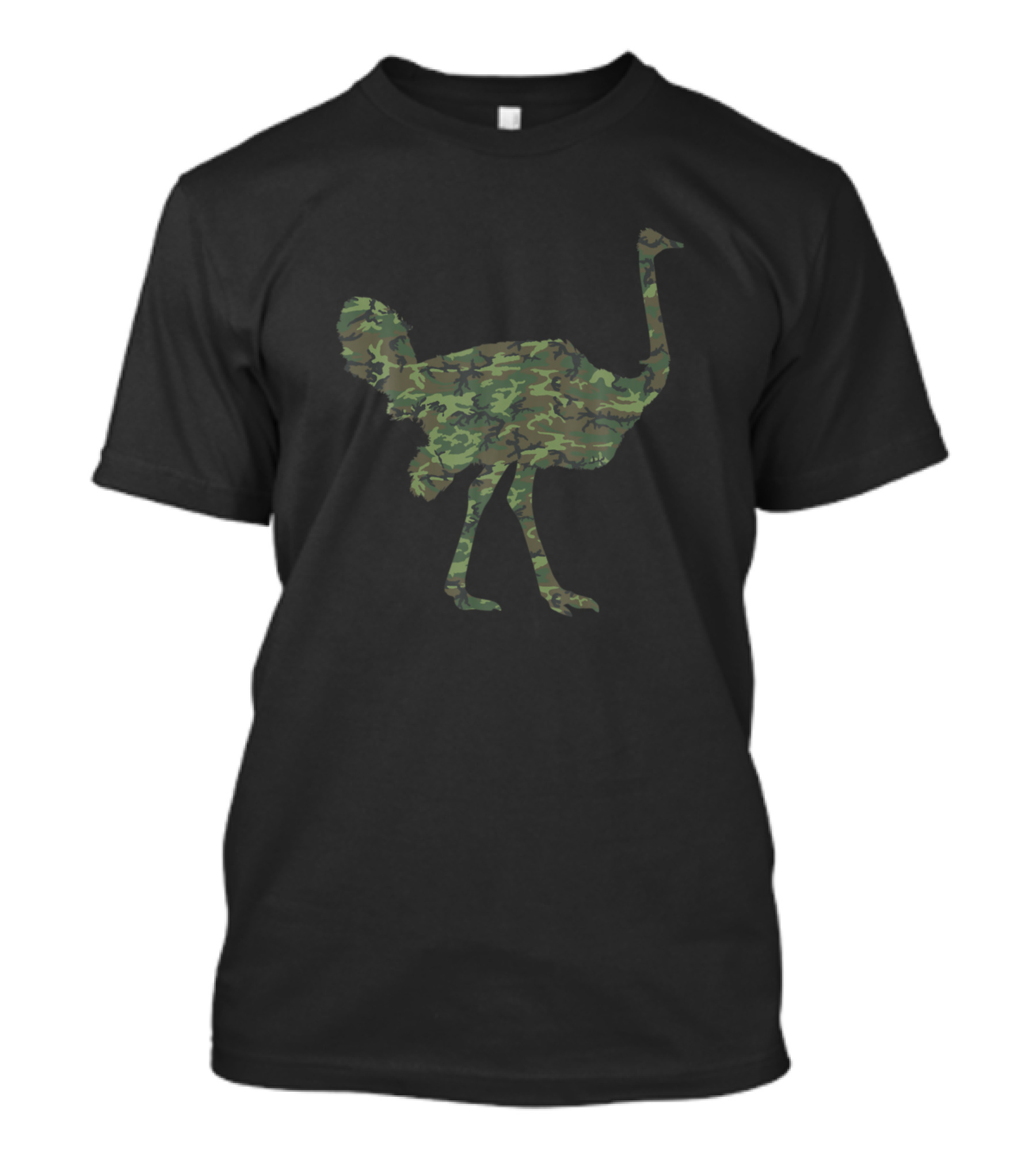 Military Ostrich Camo Print Us Animal Veteran T-Shirt