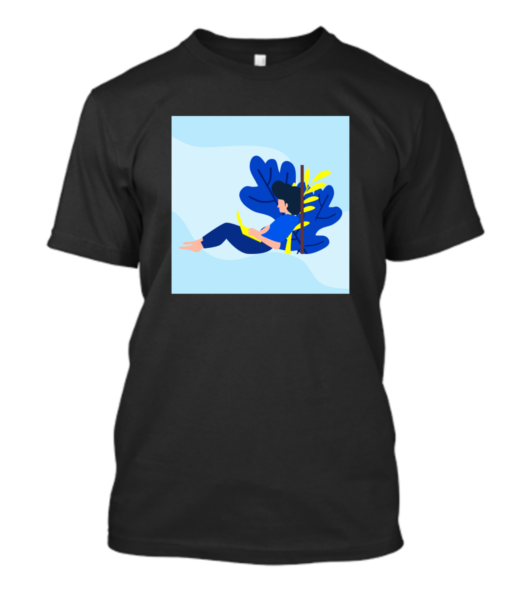 Minimalistic Flat Design Vector Relaxing Person With Nature Elements T-Shirt